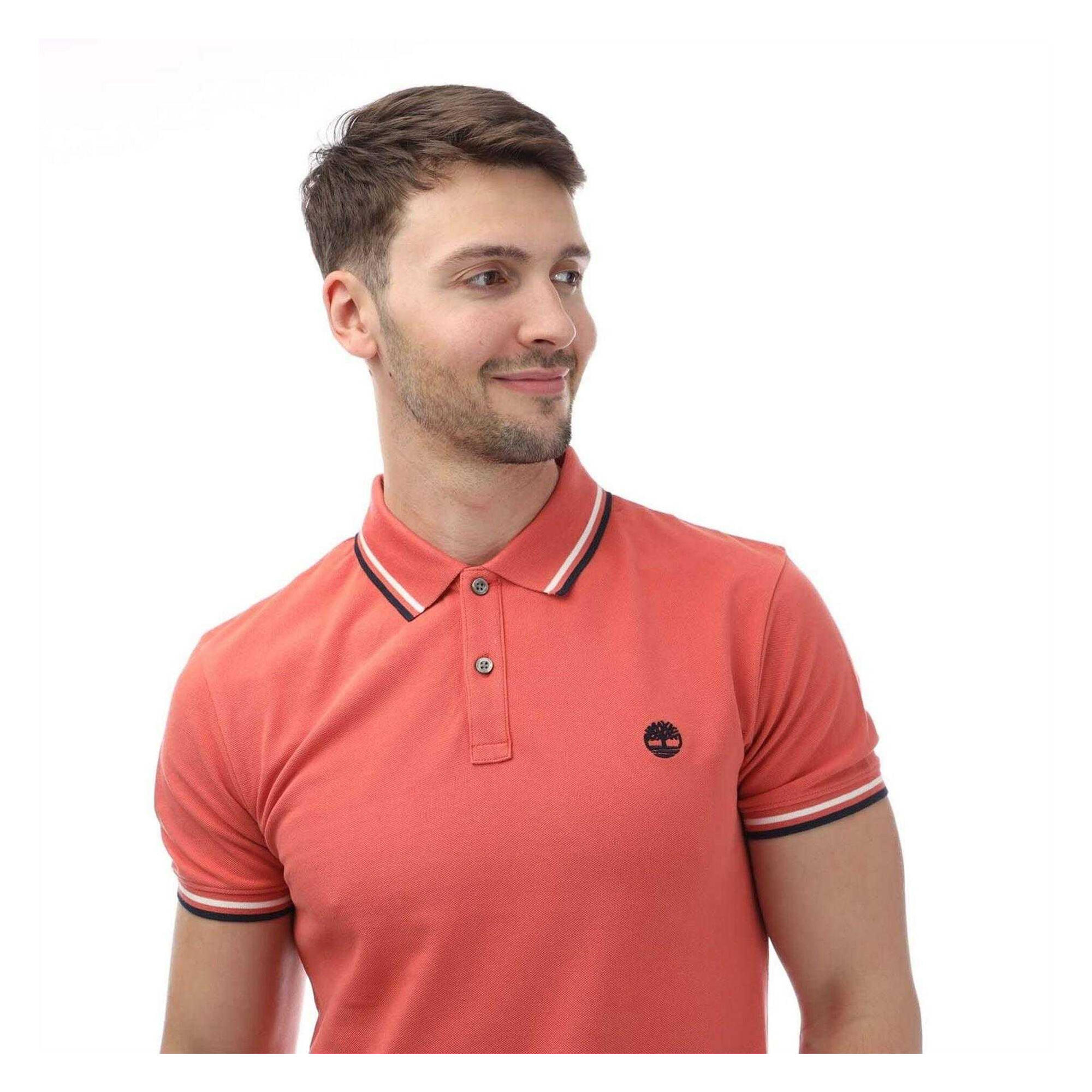 "Oyster River" Poloshirt für , Baumwolle Herren Pink 3/4