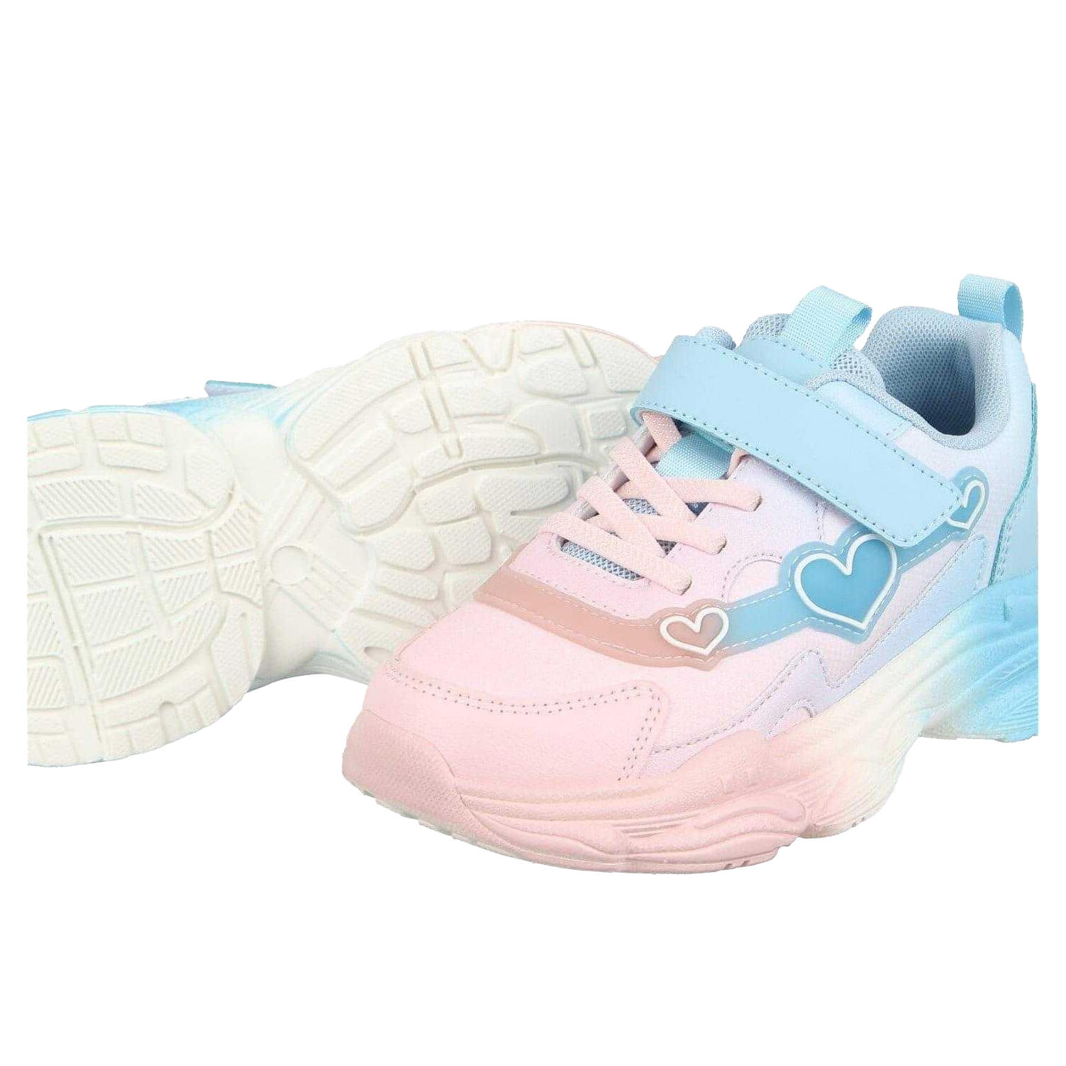 Glitzer Herz Sneaker für Mädchen Kinder Pink/Blau 4/4