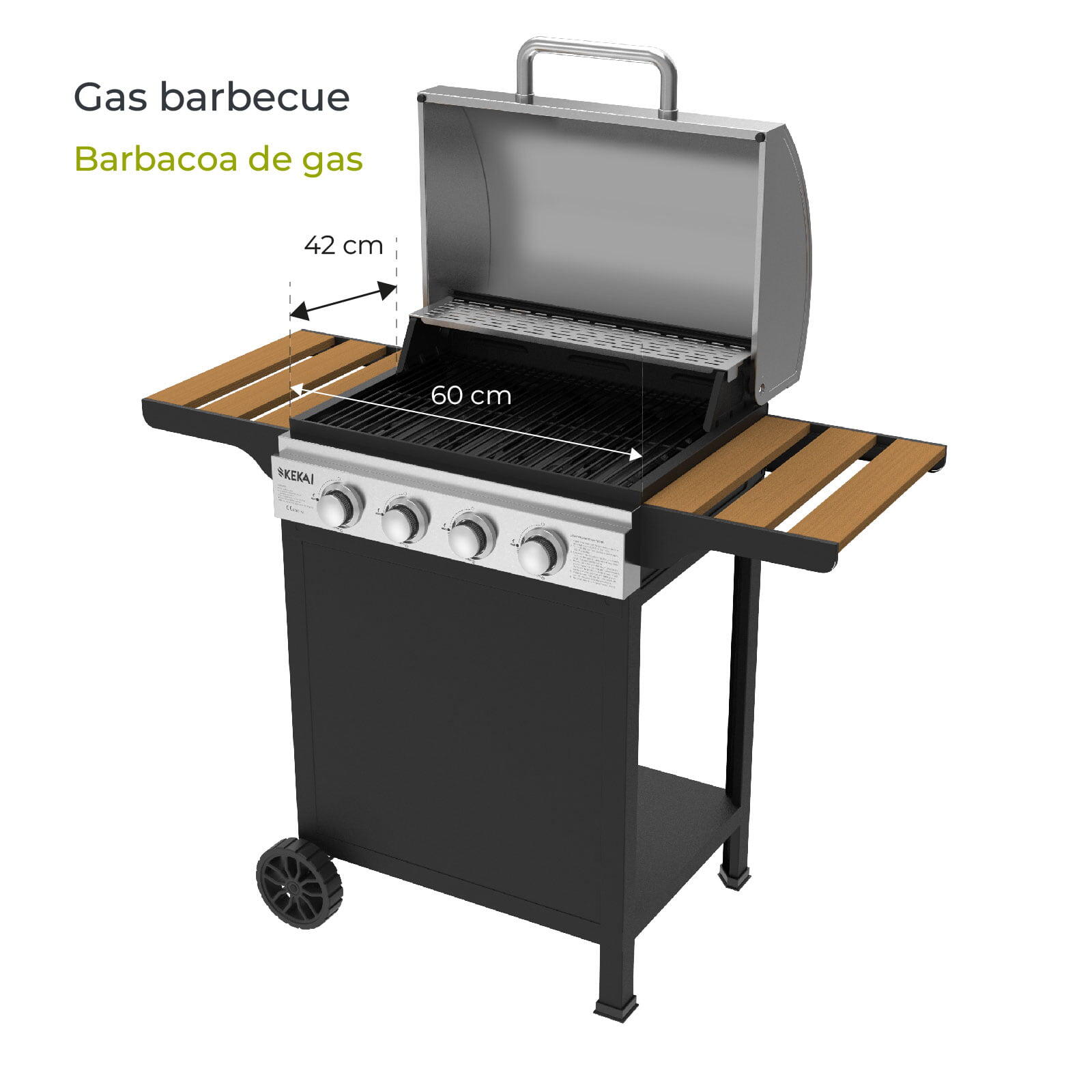 Barbacoa de Gas Portátil Kekai Fort Peck 118,5x57,5x104,5 cm 3/5
