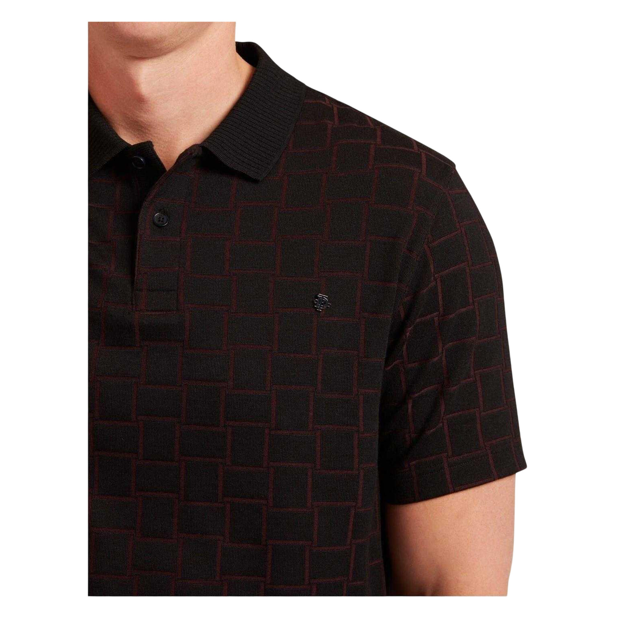 Polo Motif/style Damier Homme (Noir) 3/3