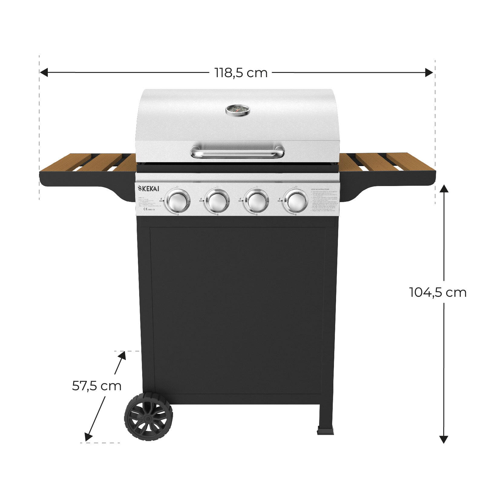 Barbacoa de Gas Portátil Kekai Fort Peck 118,5x57,5x104,5 cm 4/5