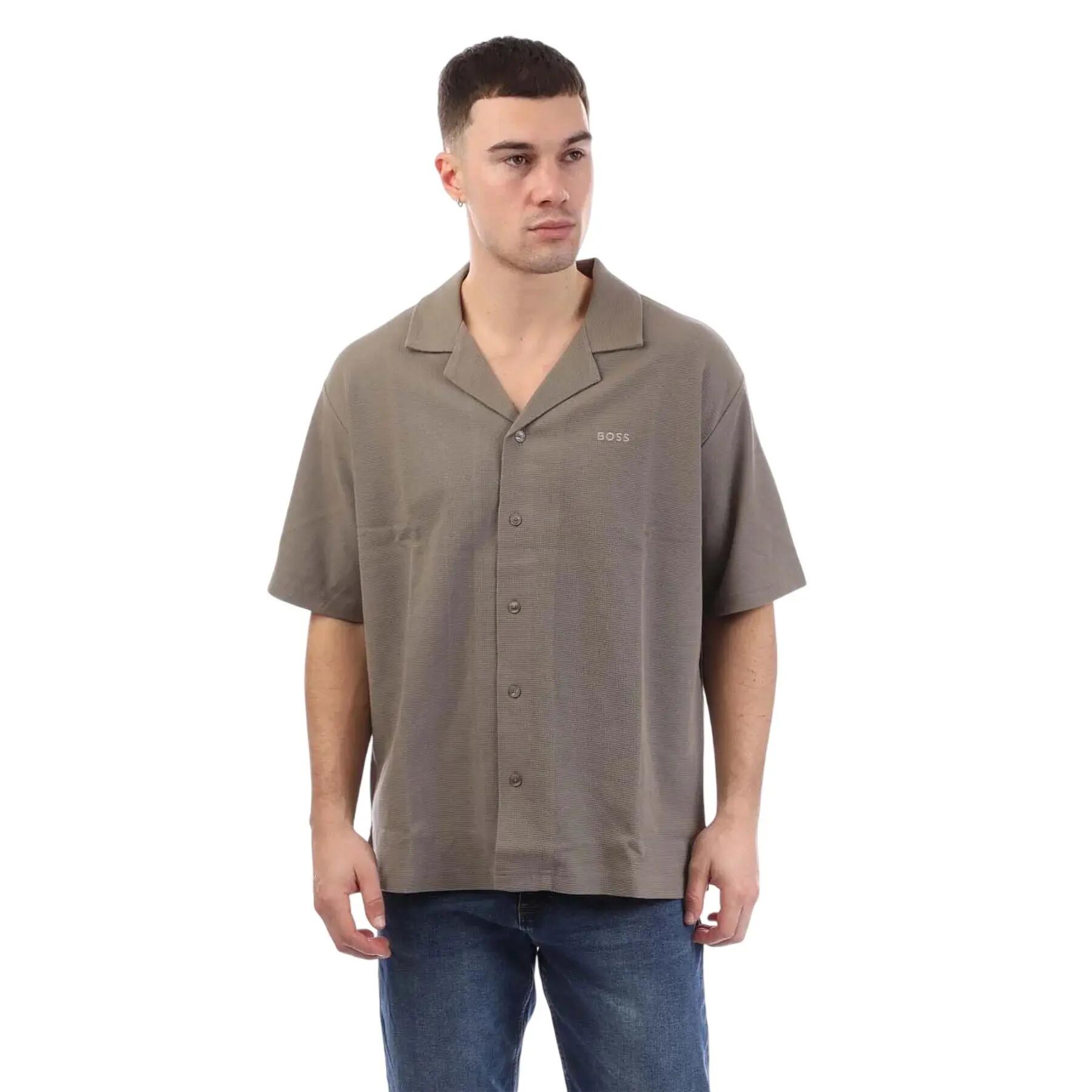 Mens Logo Knitted Shirt (Beige) 2/3