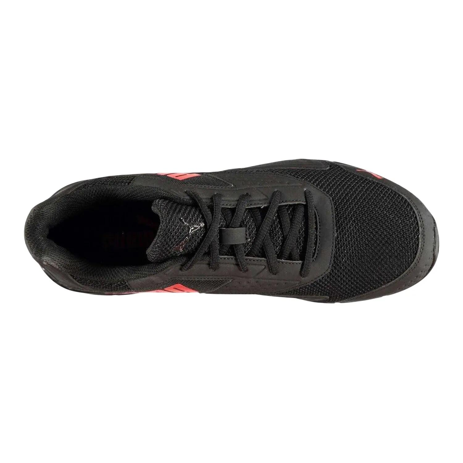 Mens Leader Bold Leather Trainers (Black/Red) 2/3