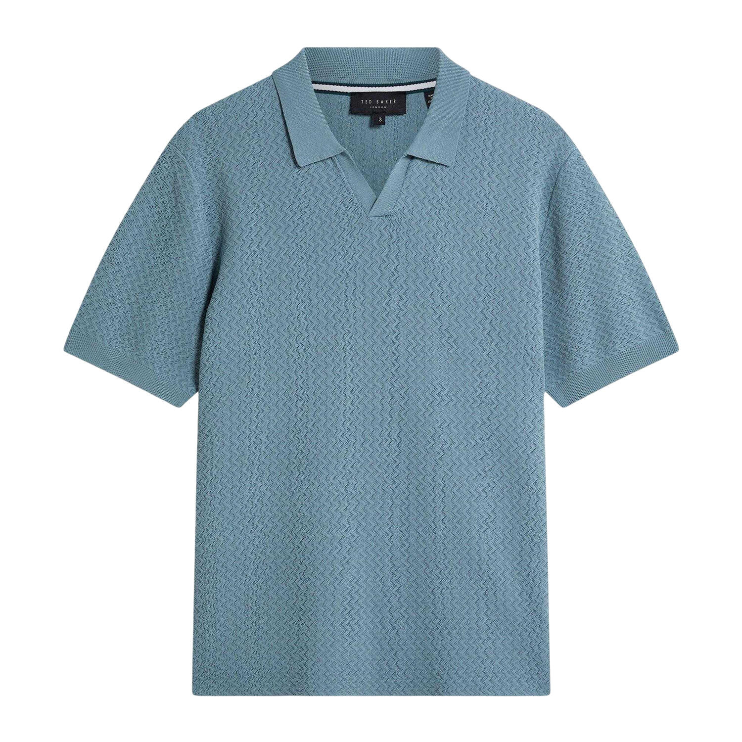 Mens Zig Zag Knitted Polo Shirt (Blue) 2/3
