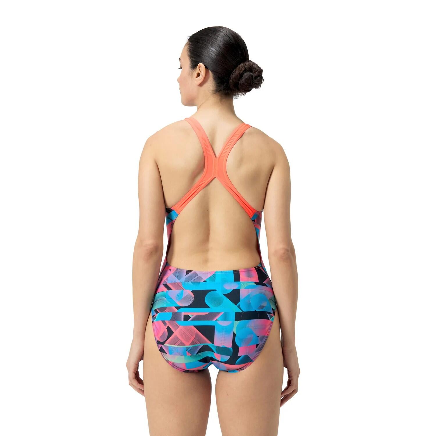 Maillot De Bain 1 Pièce Motif/style Imprimé Graphique Femme (Rouge Rose / Bleu 4/4