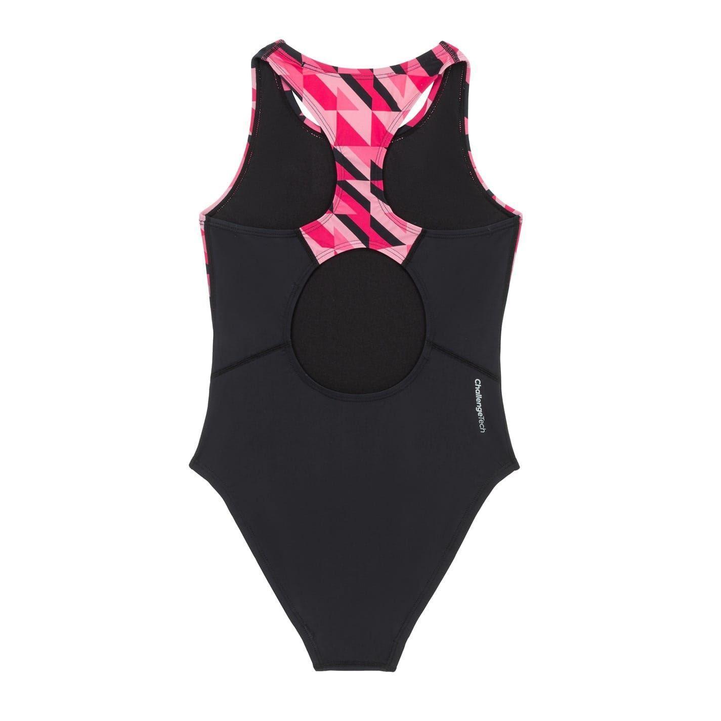 Maillot De Bain 1 Pièce Motif/style Géométrique CHALLENGE TECH Fille (Noir / 2/3