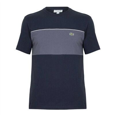 Heren colour block katoen regular tshirt (zwart)