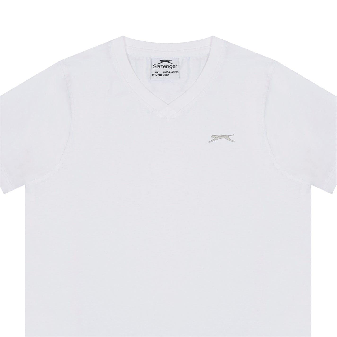 Maglietta Logo Cotone Scollo A V Ragazzi Slazenger Bianco 3/3