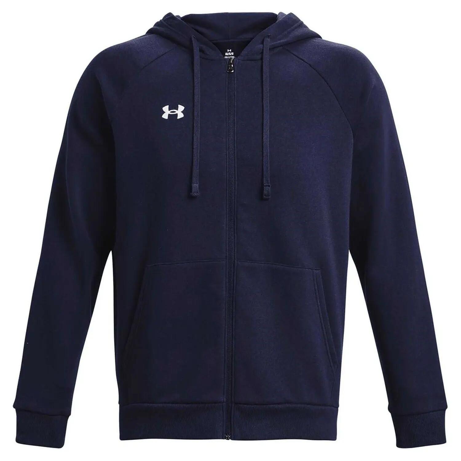 Felpa Con Cappuccio E Zip Intera Pile Uomo Under Armour Rival Blu Navy Notte 2/4