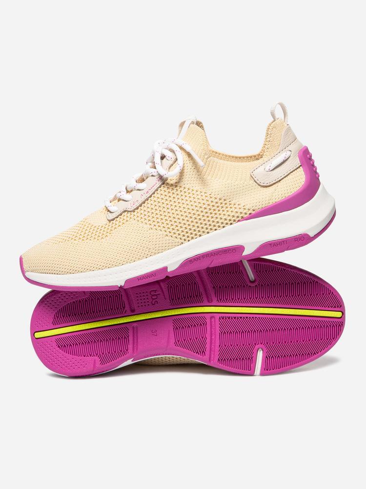 Chaussures de running Femme - JELLINA Jaune Pâle / Fuchsia 3/5