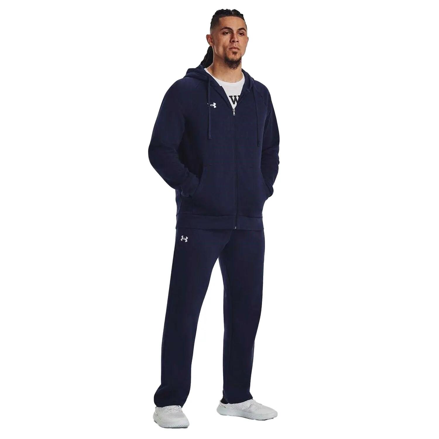 Felpa Con Cappuccio E Zip Intera Pile Uomo Under Armour Rival Blu Navy Notte 4/4