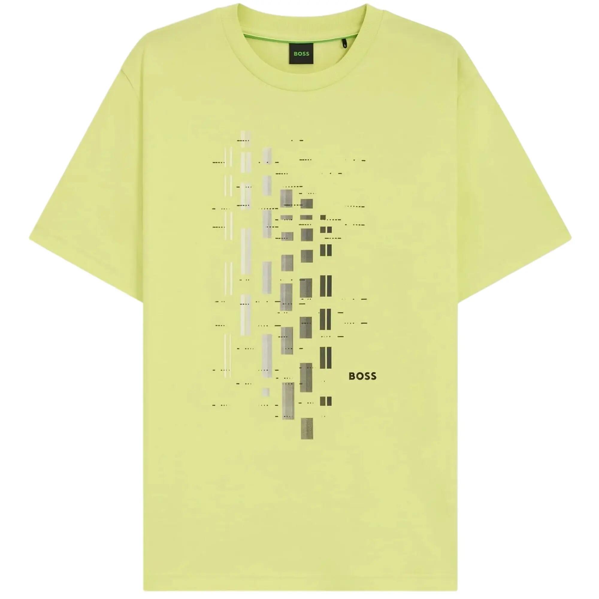 Mens Geometric Stretch Regular TShirt (Green) 2/4