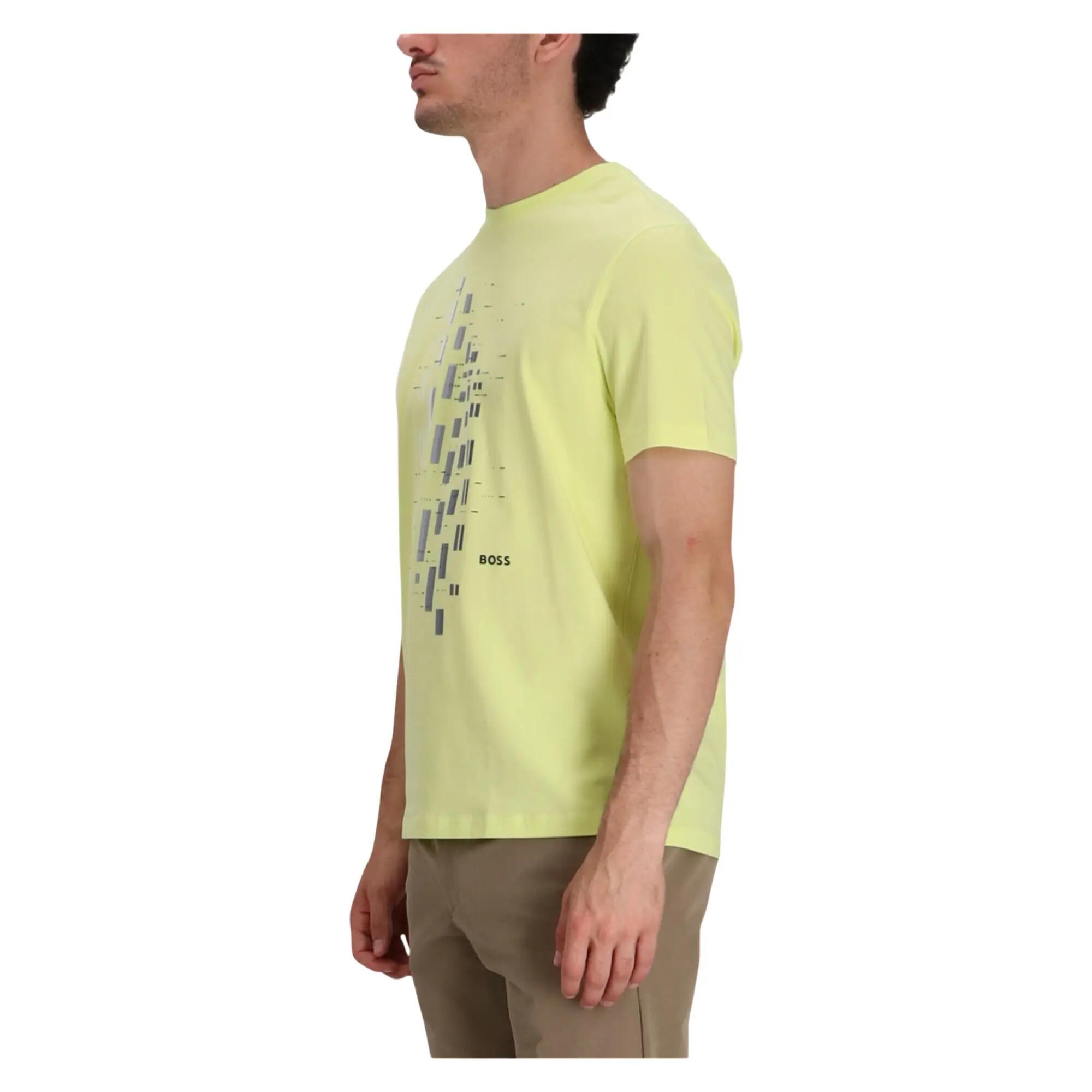 Mens Geometric Stretch Regular TShirt (Green) 4/4