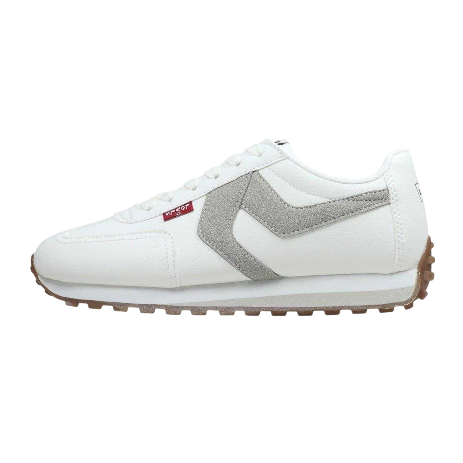 Womens/Ladies Leather Trainers (White/Stone) 3/5