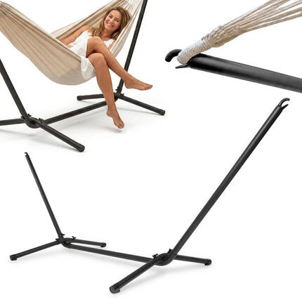Soporte para hamaca acero negro 295x100x96 cm, 110 kg, conforme EN 581