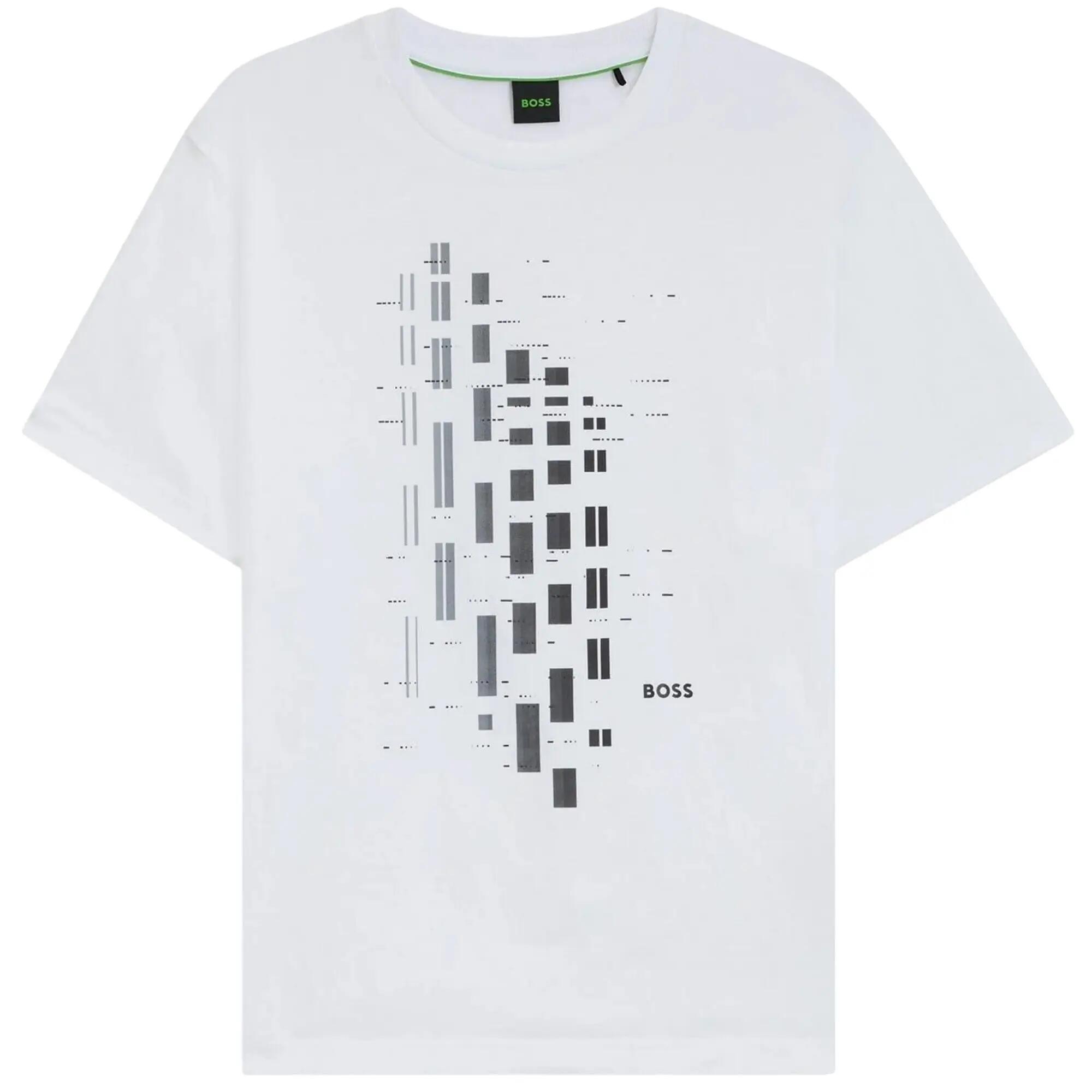 Mens Geometric Stretch Regular TShirt (White) 2/4
