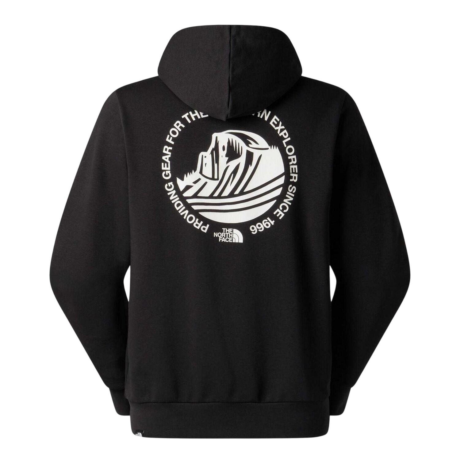 Mens Graphic Print Cotton Relaxed Fit Hoodie (Black) 2/4
