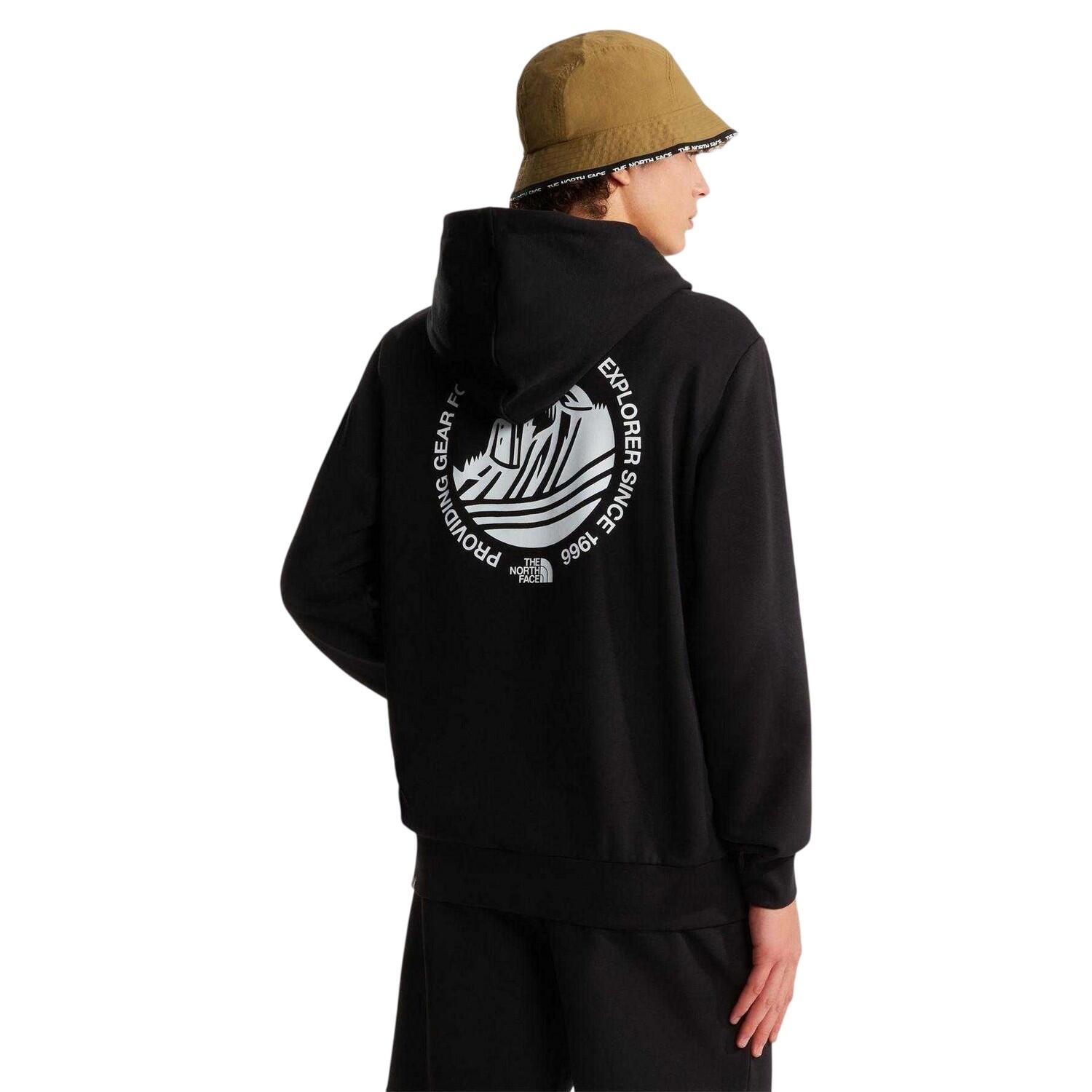 Mens Graphic Print Cotton Relaxed Fit Hoodie (Black) 4/4