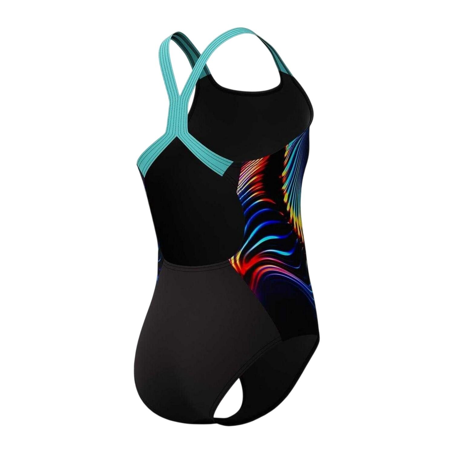 Maillot De Bain 1 Pièce Motif/style Imprimé Numérique Fille (Noir / Multicolore 3/4