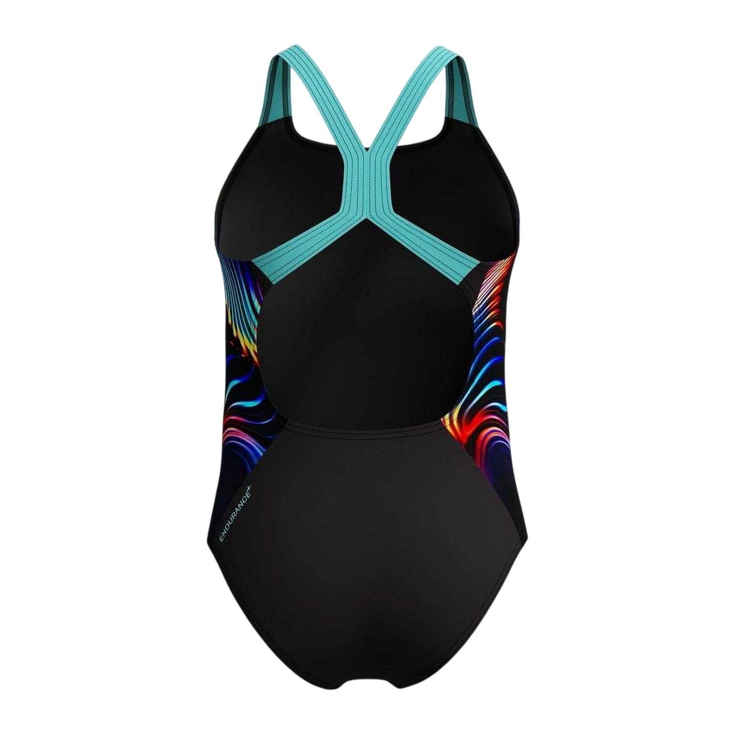 Maillot De Bain 1 Pièce Motif/style Imprimé Numérique Fille (Noir / Multicolore 2/4