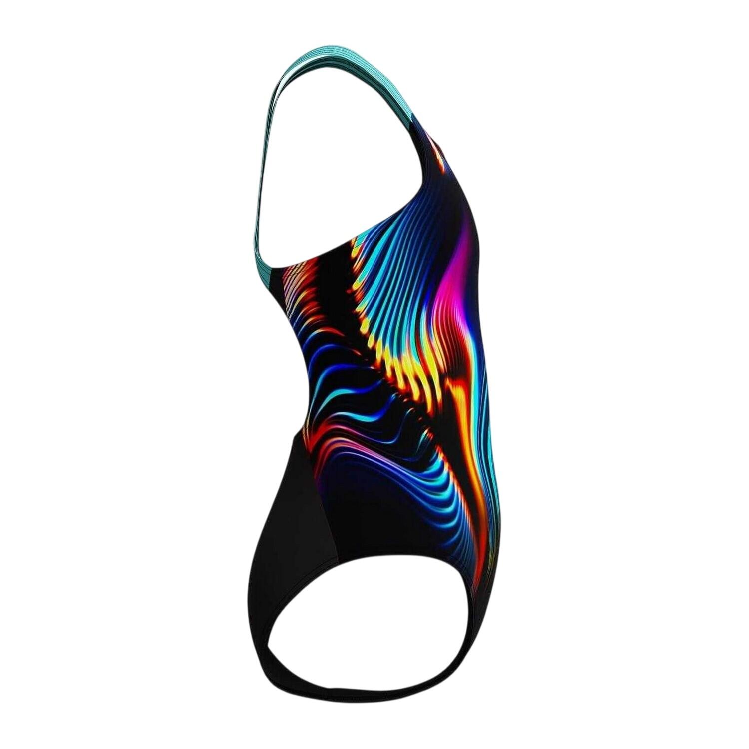 Maillot De Bain 1 Pièce Motif/style Imprimé Numérique Fille (Noir / Multicolore 4/4