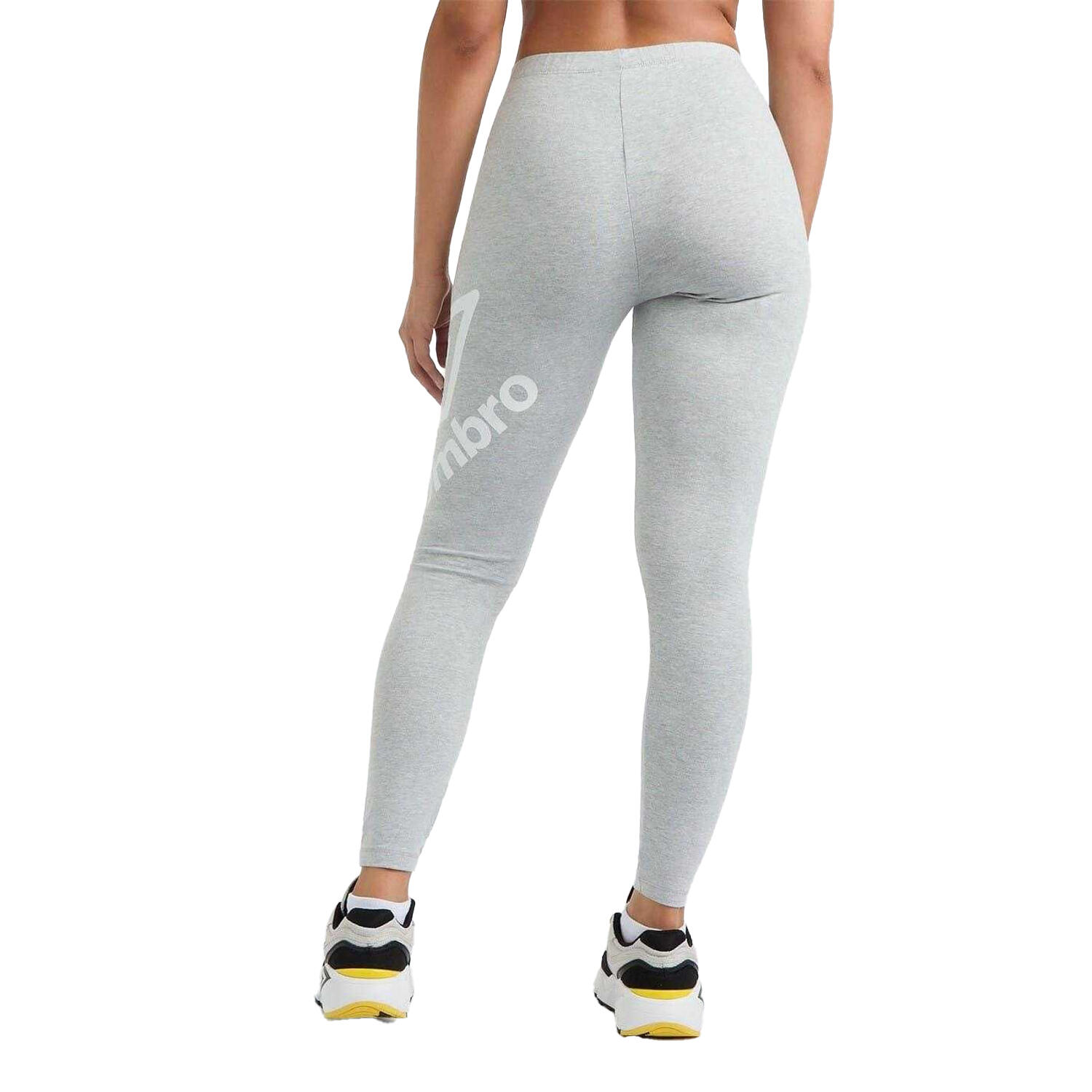 Legging Motif/style Logo Femme (Gris Chiné / Blanc) 3/4