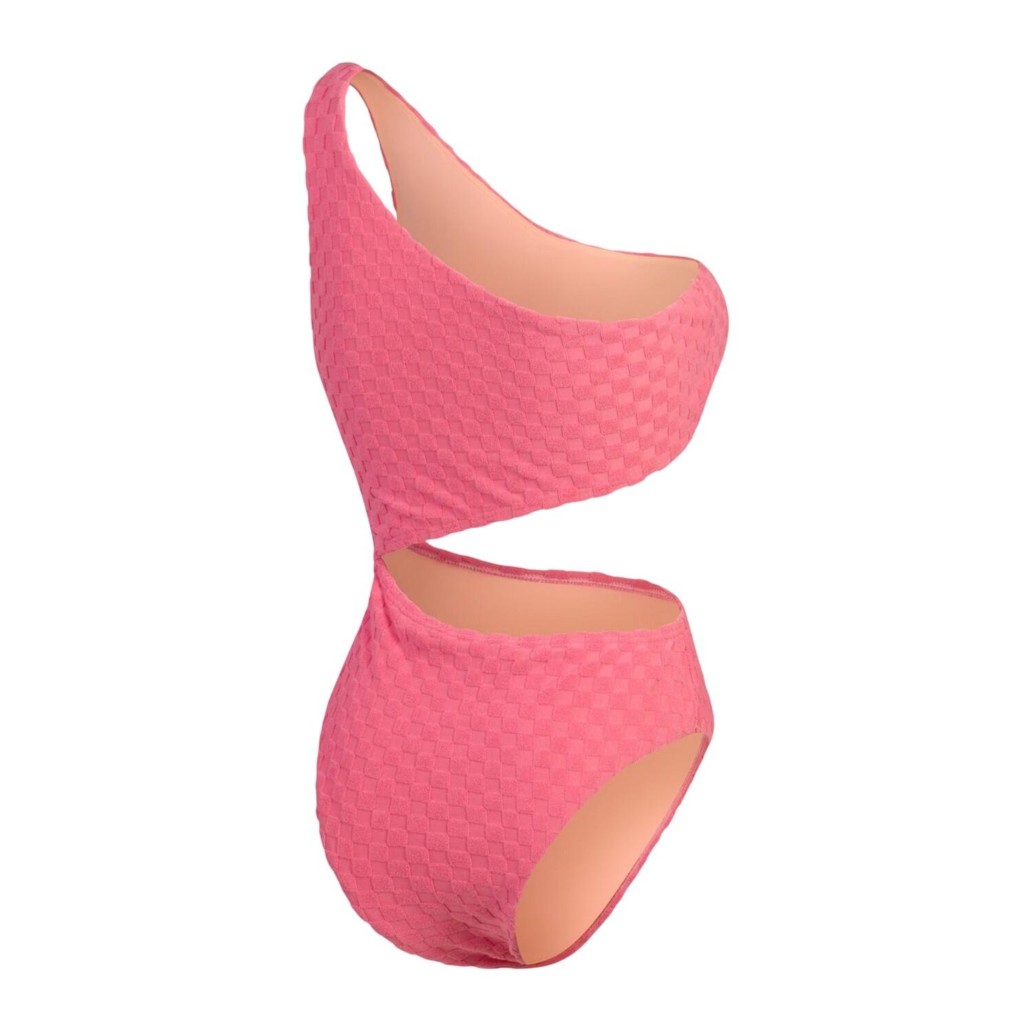 Maillot De Bain 1 Pièce Motif/style Damier Femme (Rose Clair À Carreaux) 2/3