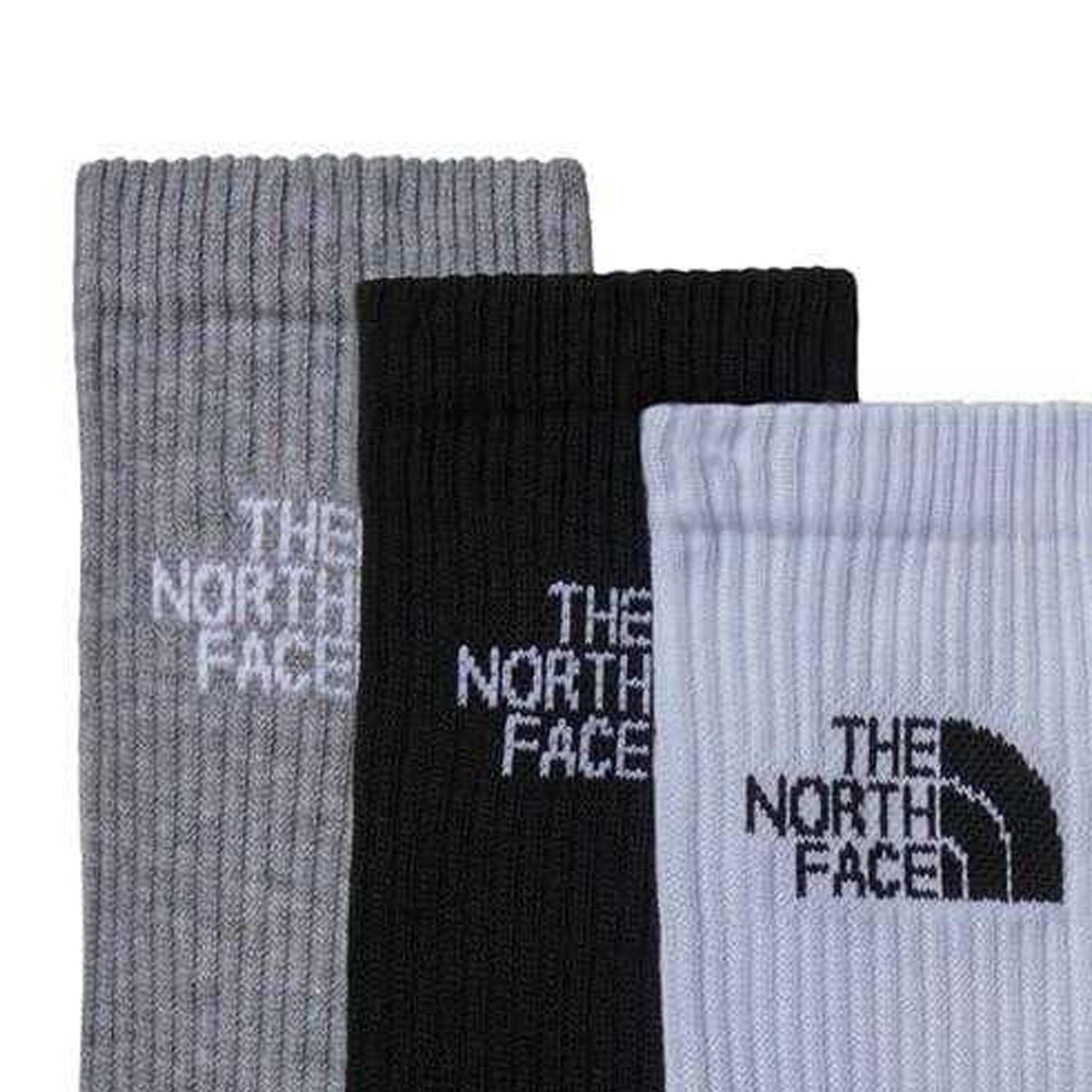 Unisex Adult Cushioned Sport Crew Socks (Pack of 3) (Black/White/Grey) 2/2