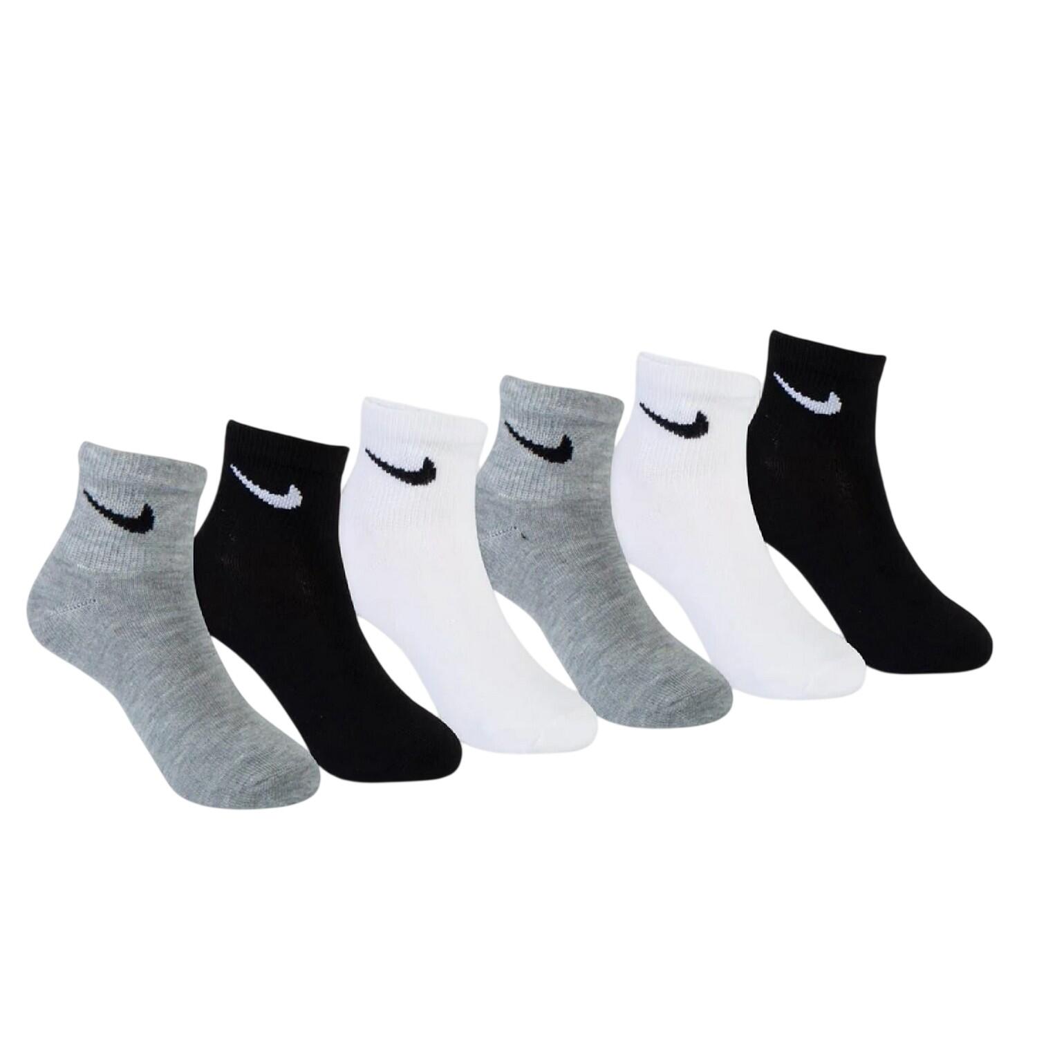 Childrens/Kids Swoosh Trainer Socks (Pack of 6) (Grey/White/Black) 2/2