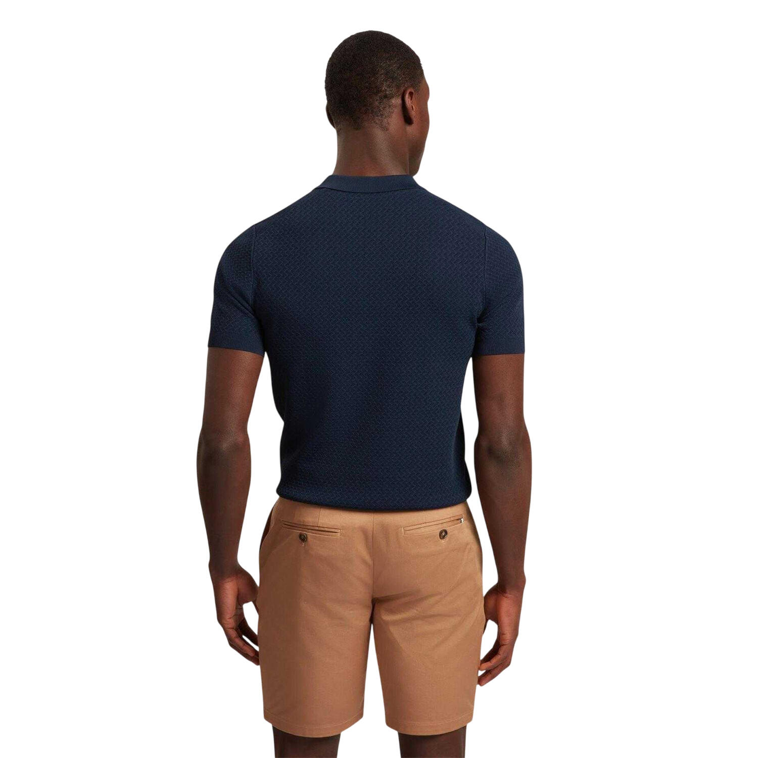 Mens Zig Zag Knitted Polo Shirt (Navy) 3/3