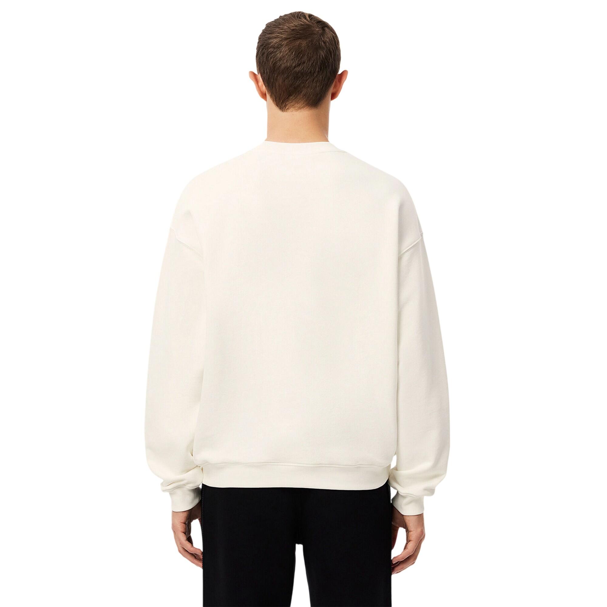 Mens Embroidered Logo Drop Shoulder Sweatshirt (White) 3/4