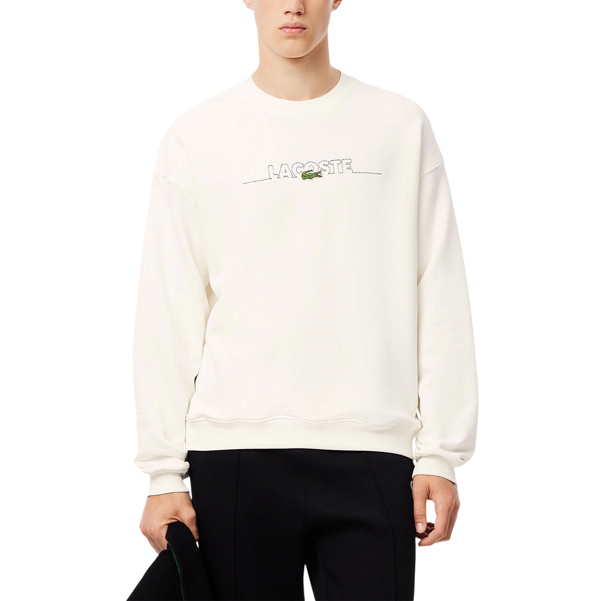 Mens Embroidered Logo Drop Shoulder Sweatshirt (White) 2/4