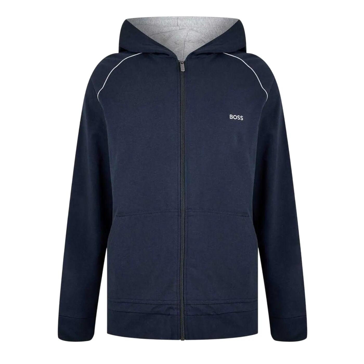 Felpa Con Cappuccio E Zip Intera Uomo Boss Mix&Match Blu Scuro 2/4