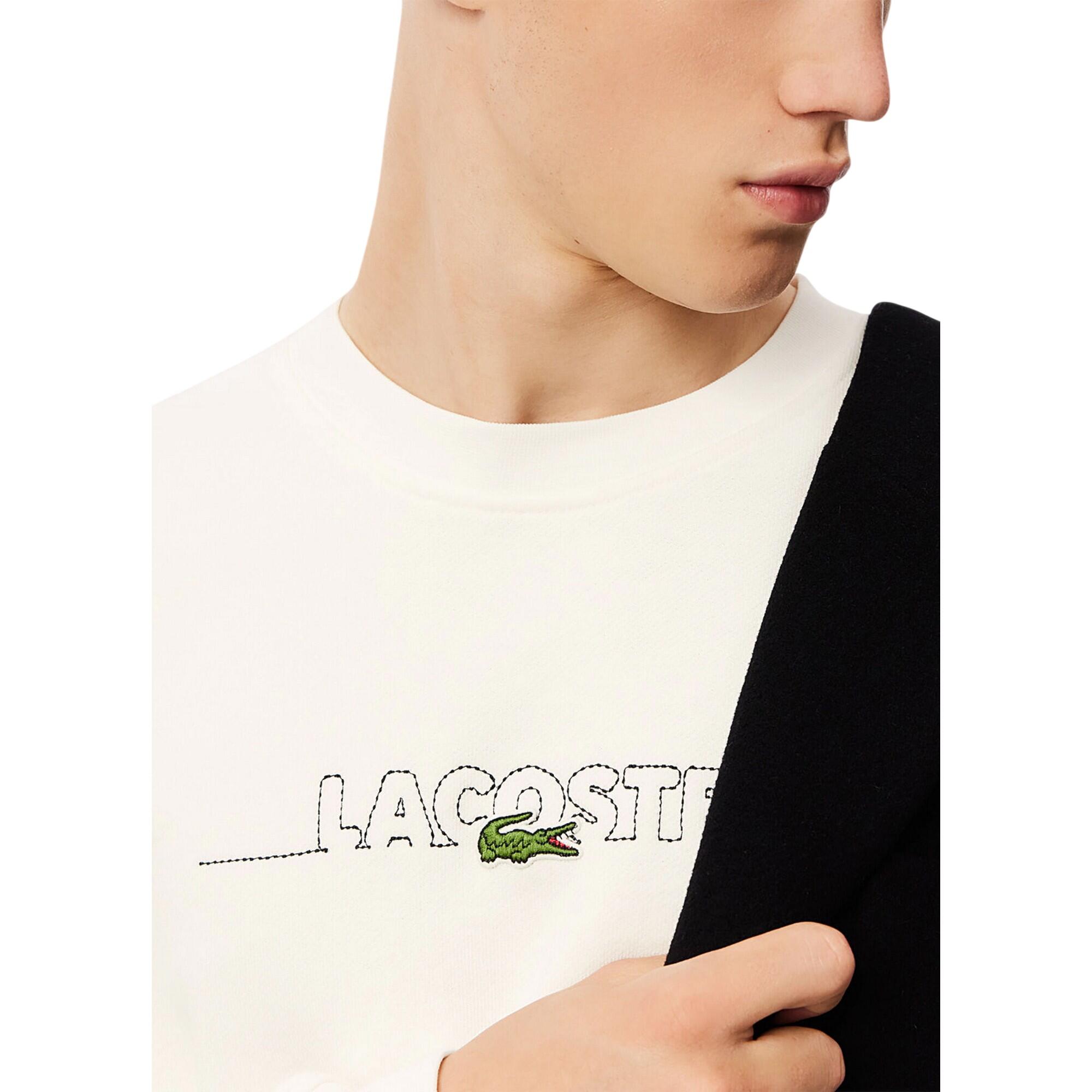 Mens Embroidered Logo Drop Shoulder Sweatshirt (White) 4/4