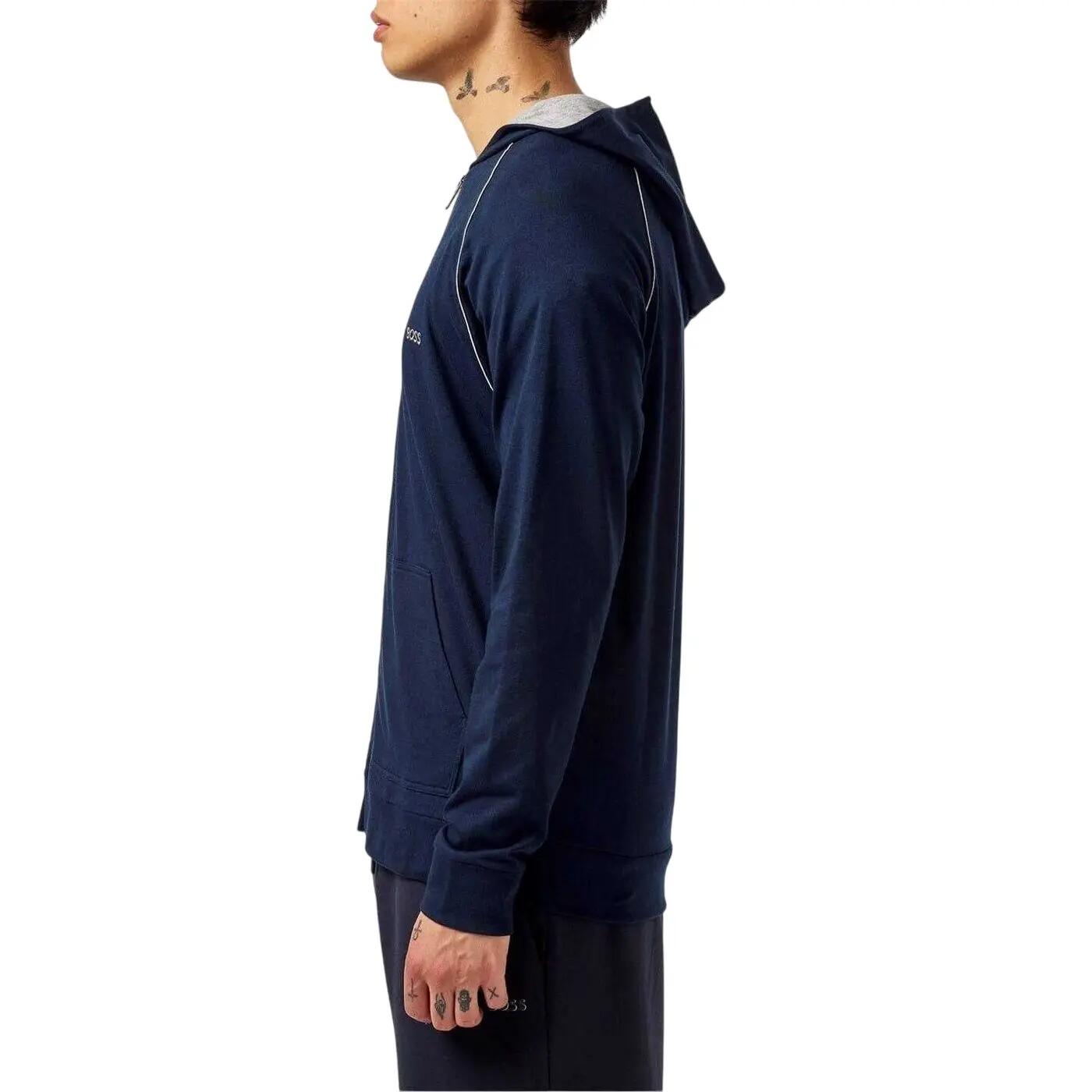 Felpa Con Cappuccio E Zip Intera Uomo Boss Mix&Match Blu Scuro 4/4