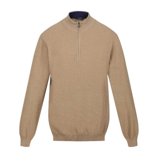 Sweat Uni À Col Montant Zippé KEATON Homme (Beige Foncé)