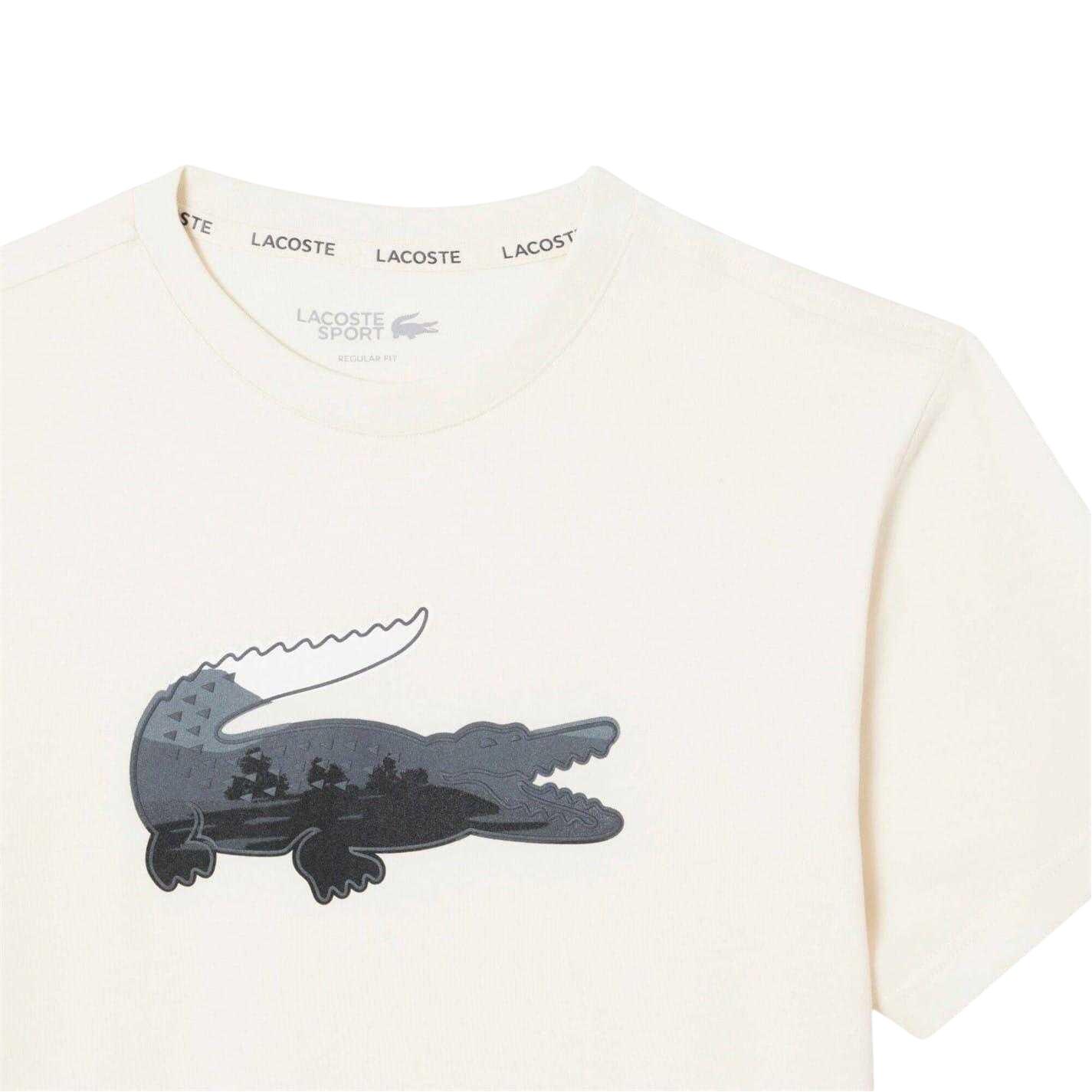 Maglietta Stampa Coccodrillo Maglia Uomo Lacoste Bianco 3/4