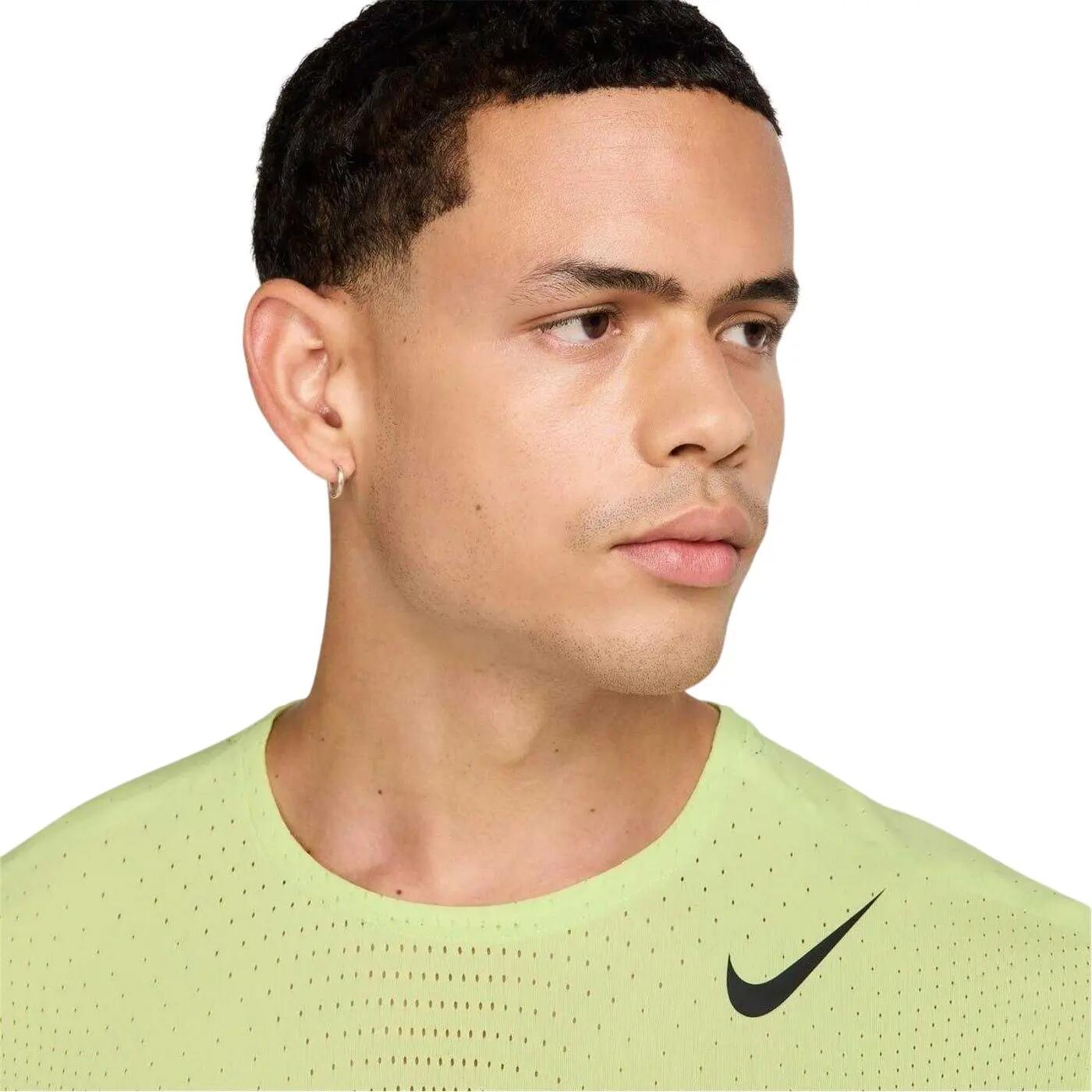 Mens Aeroswift Swoosh DriFIT Regular Top (Lemon/Black) 3/4