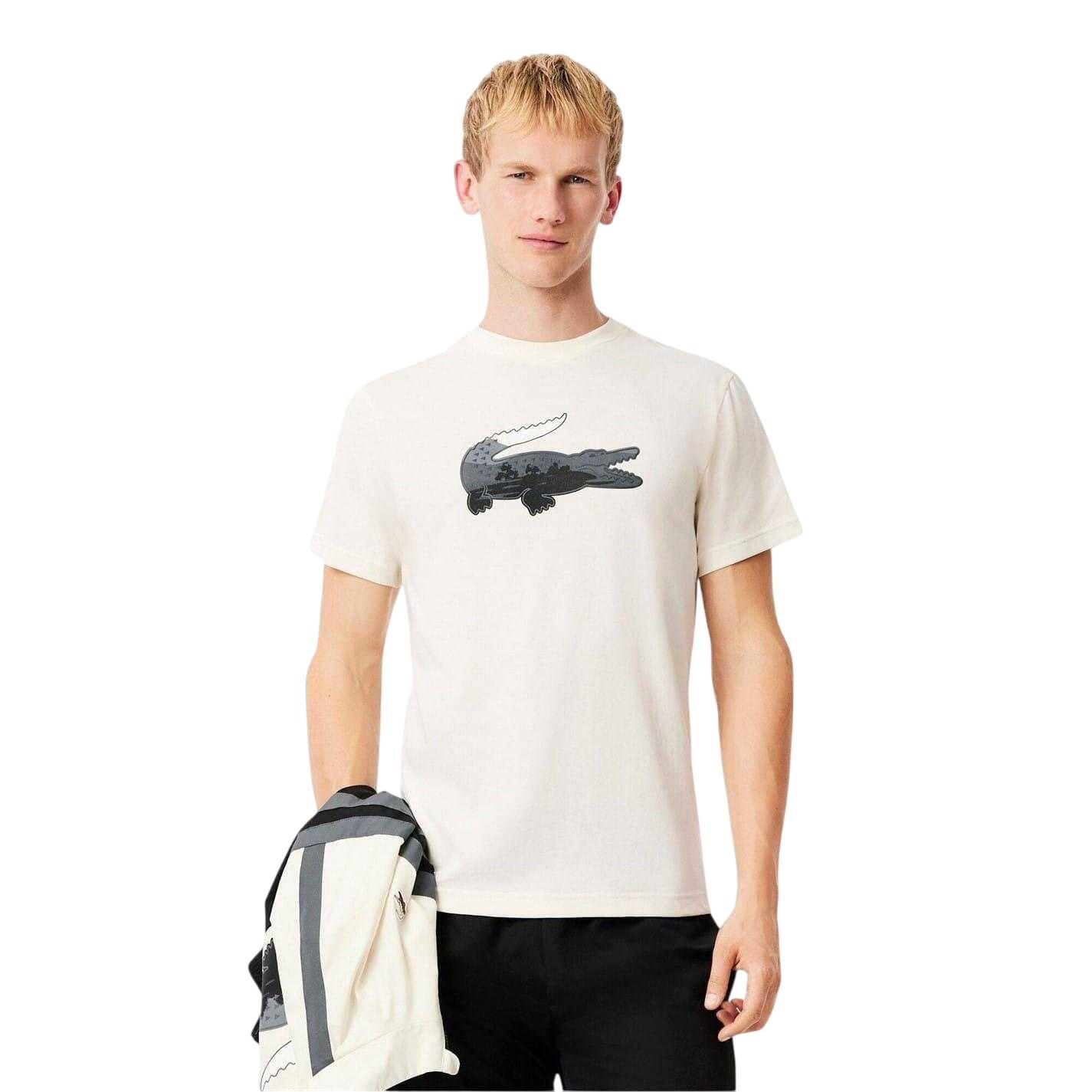 Maglietta Stampa Coccodrillo Maglia Uomo Lacoste Bianco 4/4