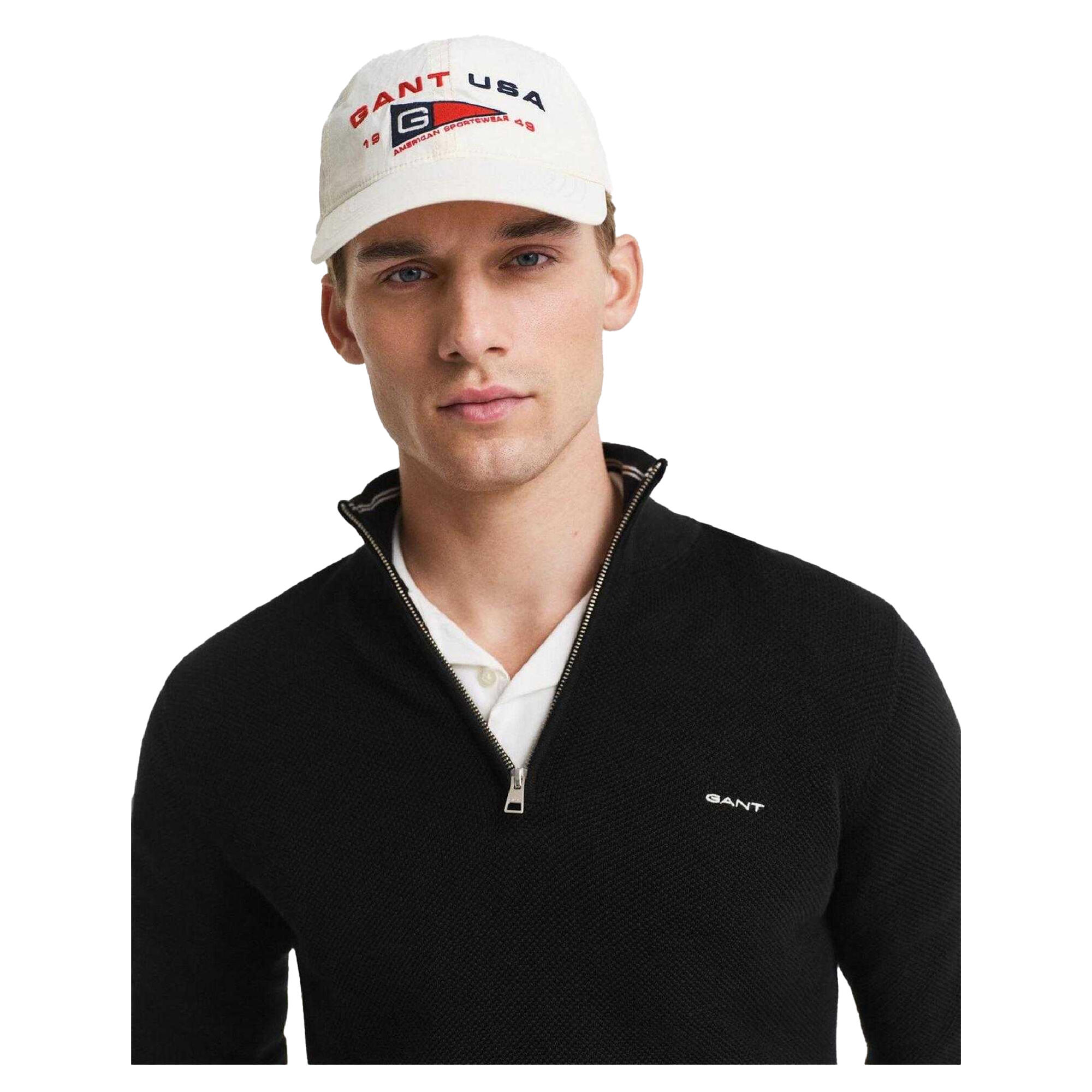 Pullover für , mit halbem Reißverschluss, Piqué Herren Schwarz 3/3