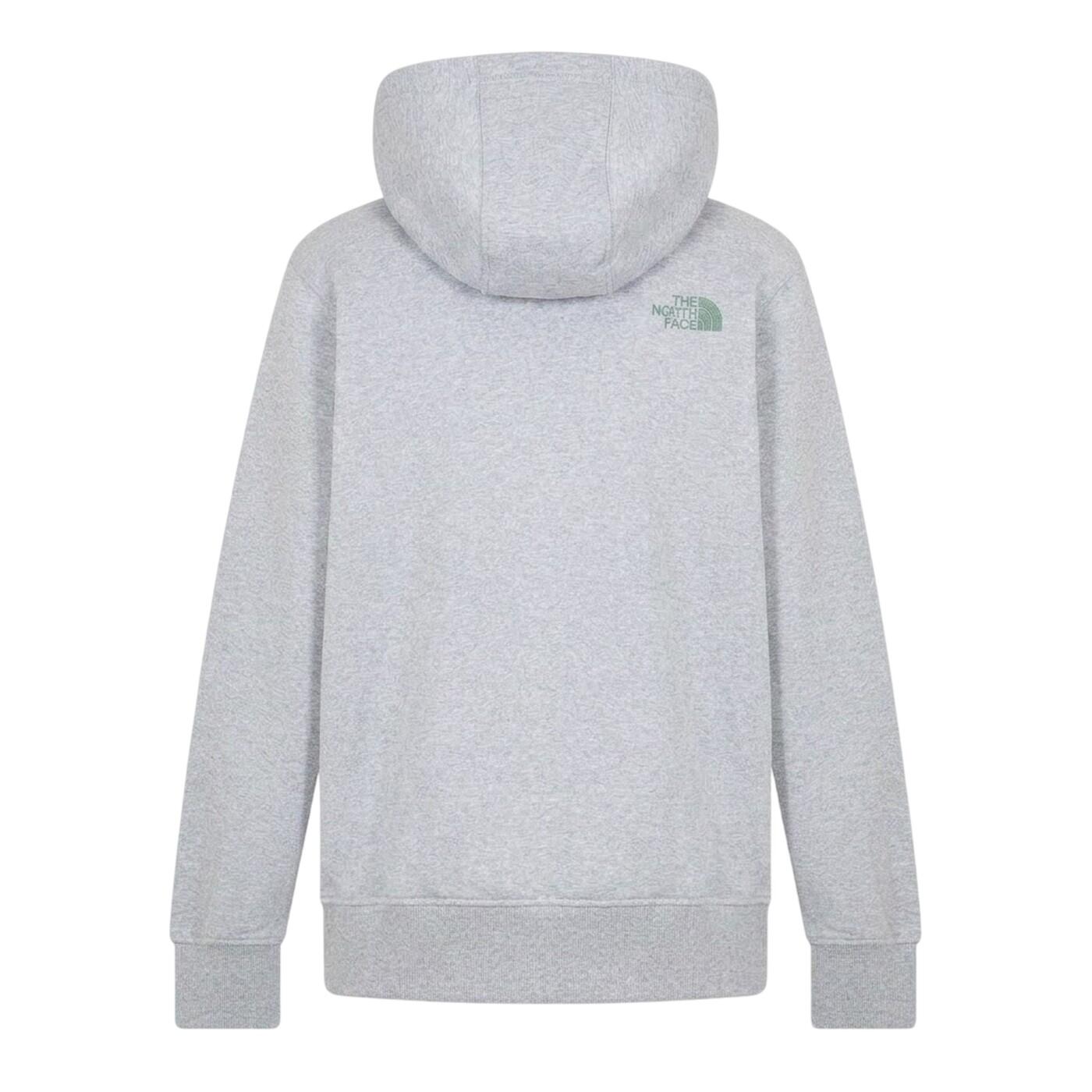 Mens Drew Pull Over Hoodie (Light Grey/Green) 2/2