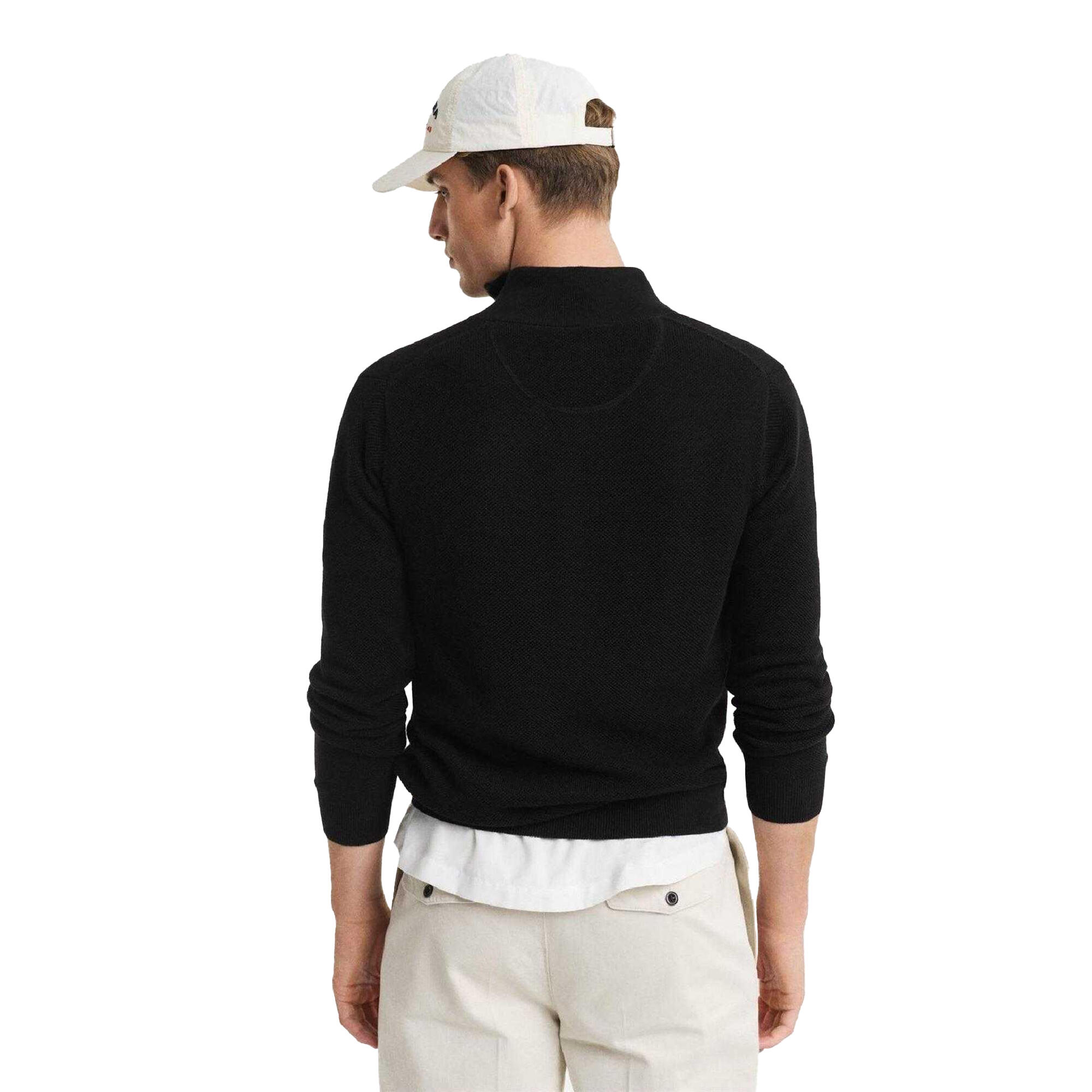 Pullover für , mit halbem Reißverschluss, Piqué Herren Schwarz 2/3