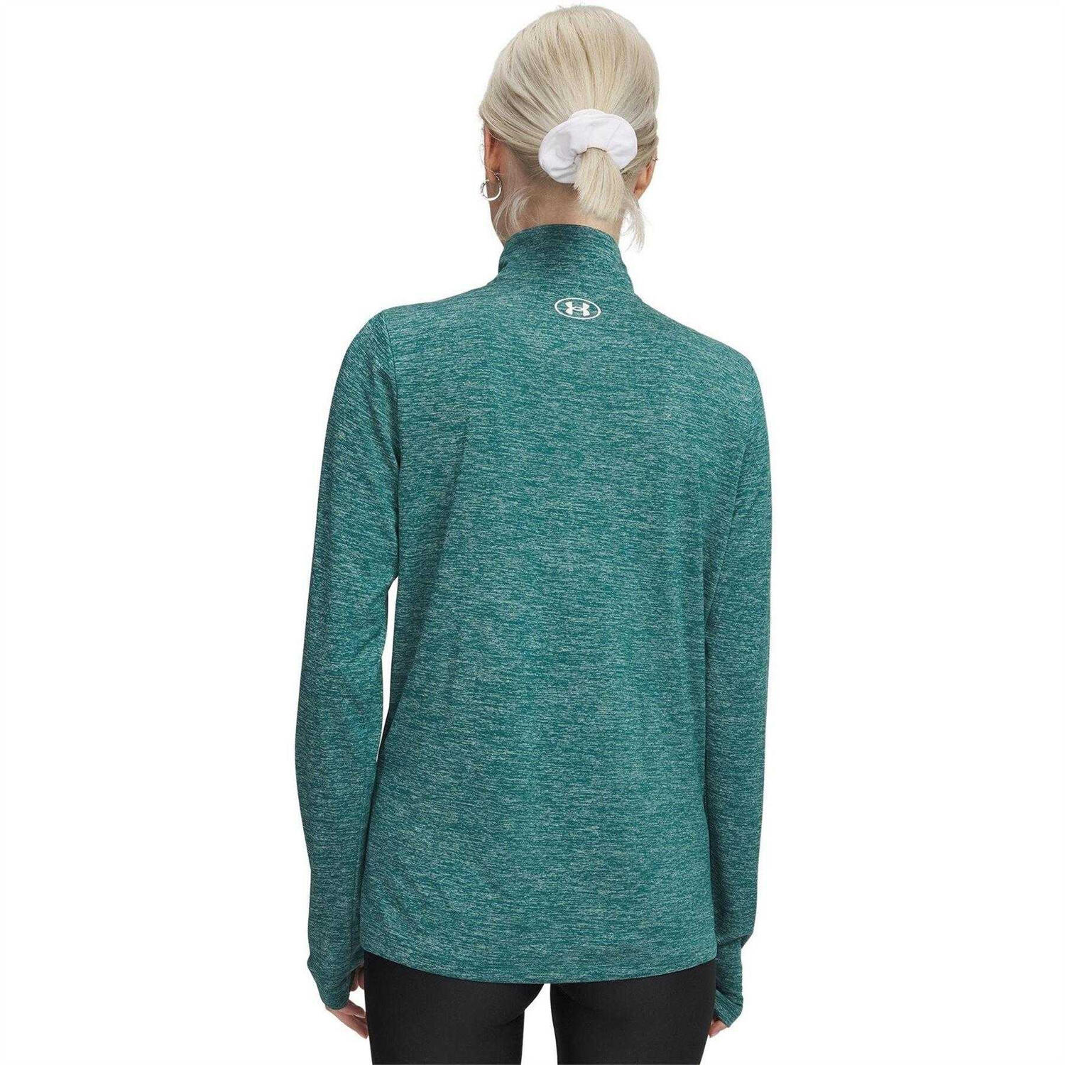 Top Struttura Mezza Cerniera Donna Under Armour Tech Verde 2/2