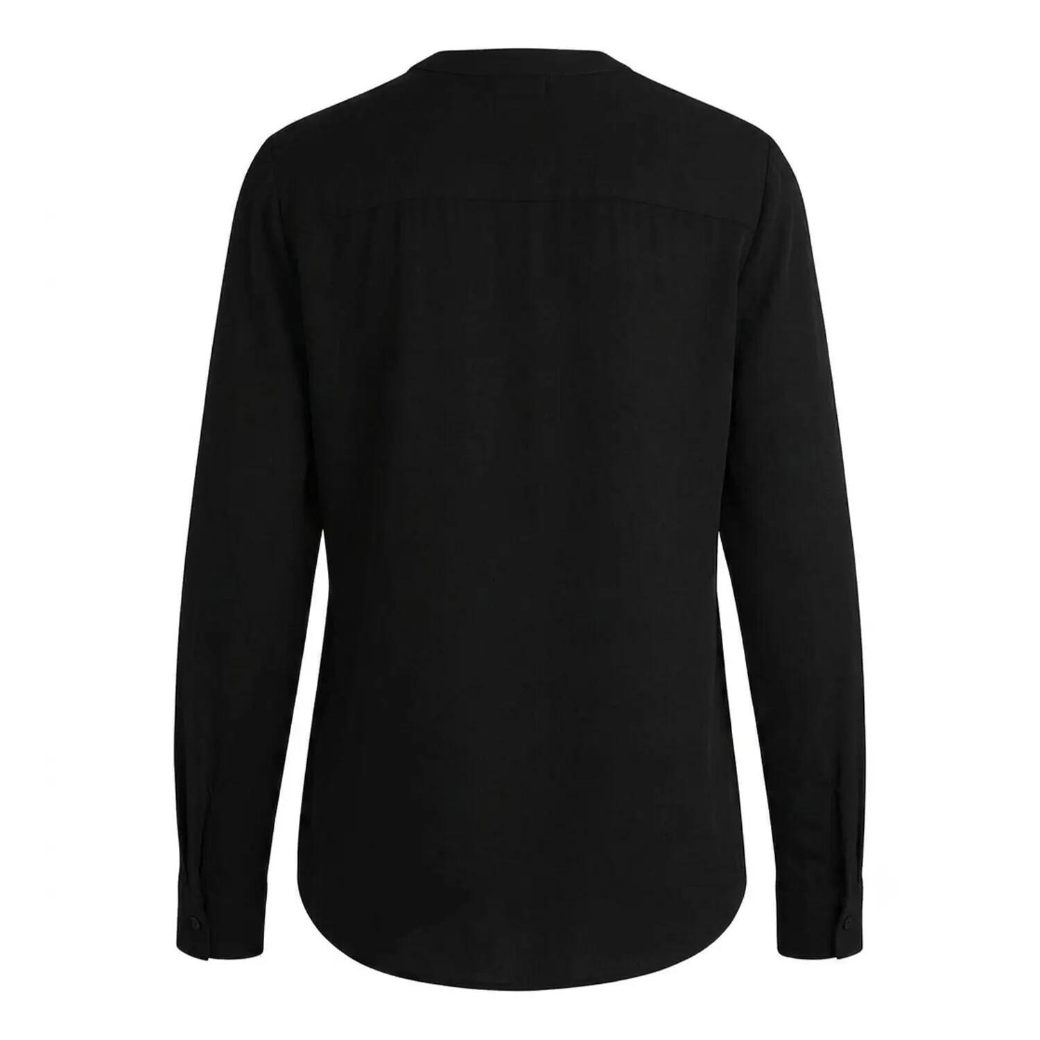Womens/Ladies Silk Regular LongSleeved Blouse (Black) 2/2