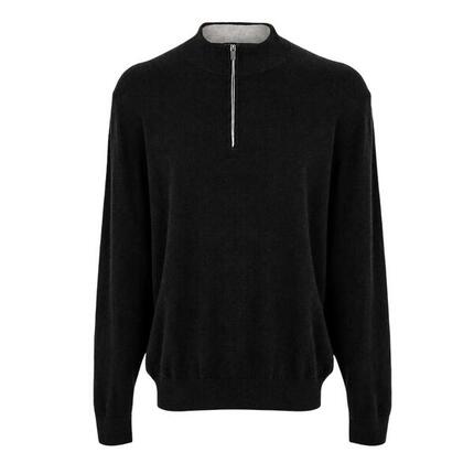 Pullover Top für , Weiter Stehkragen, Jerseyware Herren Flanell Grau meliert