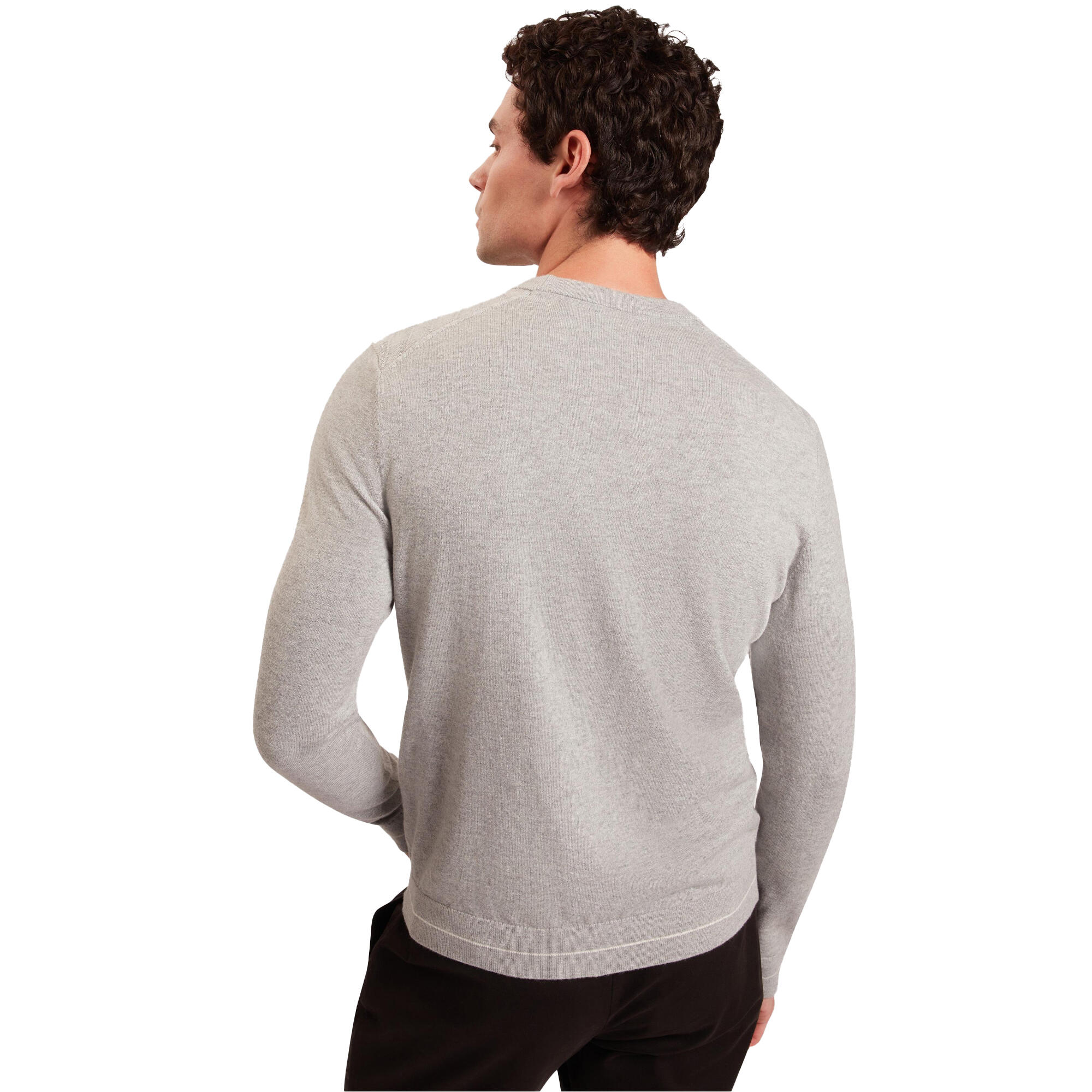 Pullover für , Gerippter Kragen, Langärmlig Herren Hellgrau 2/4