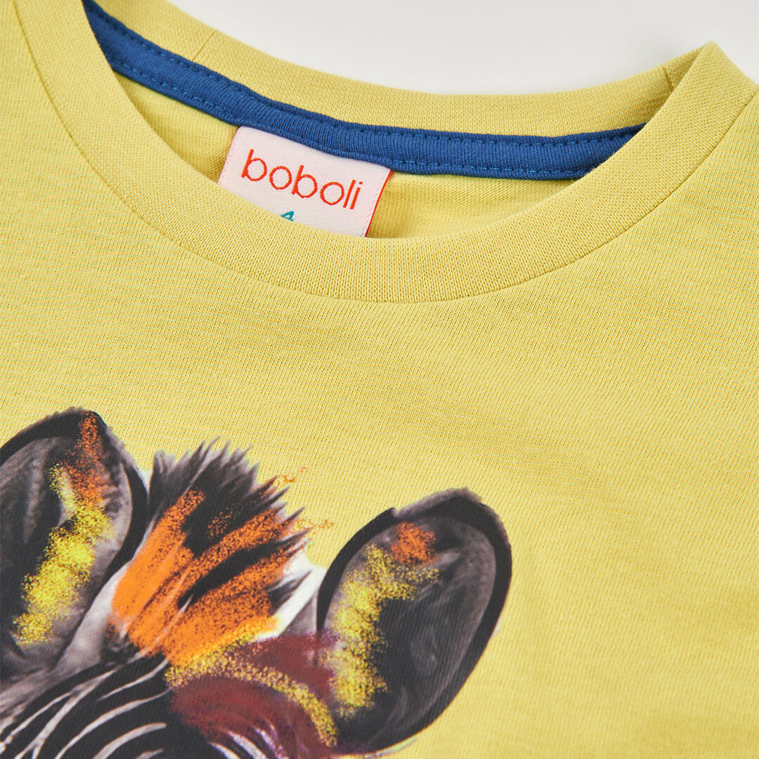 Camiseta niño algodón color lima zebra 3/4