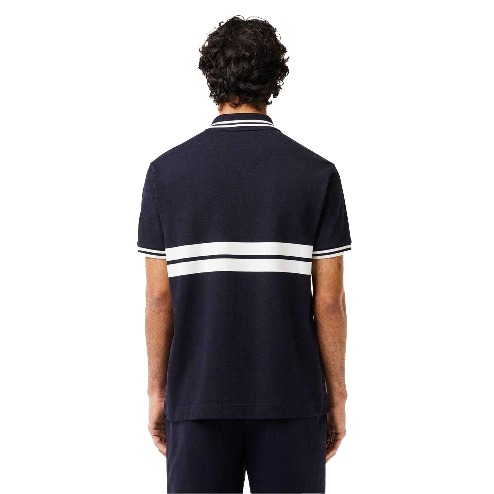 Mens Striped Premium Cotton Polo Shirt (Black) 3/4