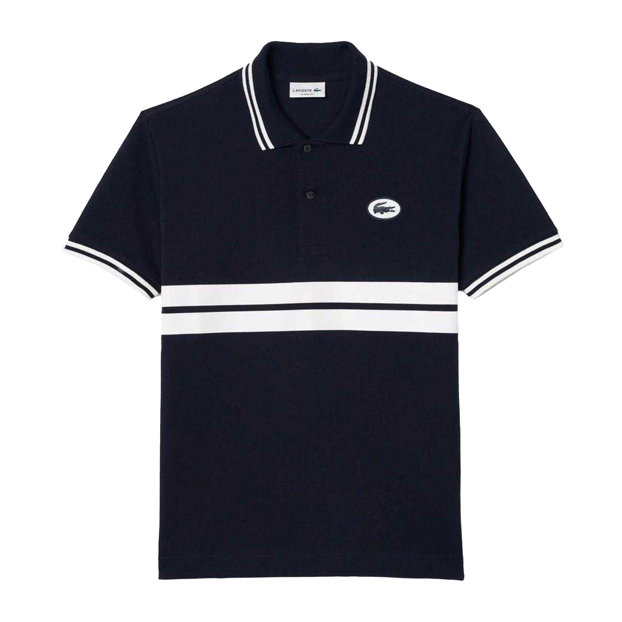 Mens Striped Premium Cotton Polo Shirt (Black) 2/4