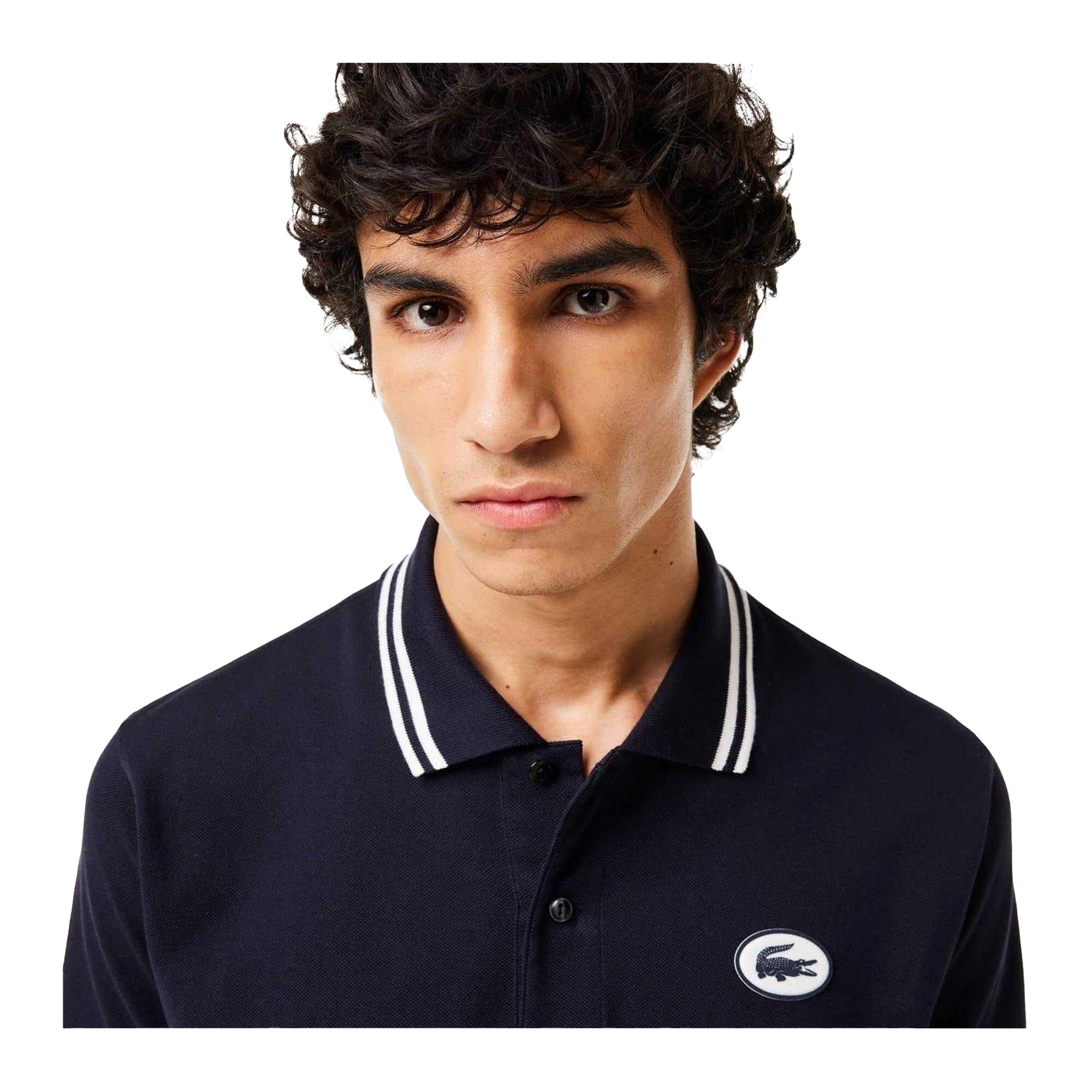 Mens Striped Premium Cotton Polo Shirt (Black) 4/4